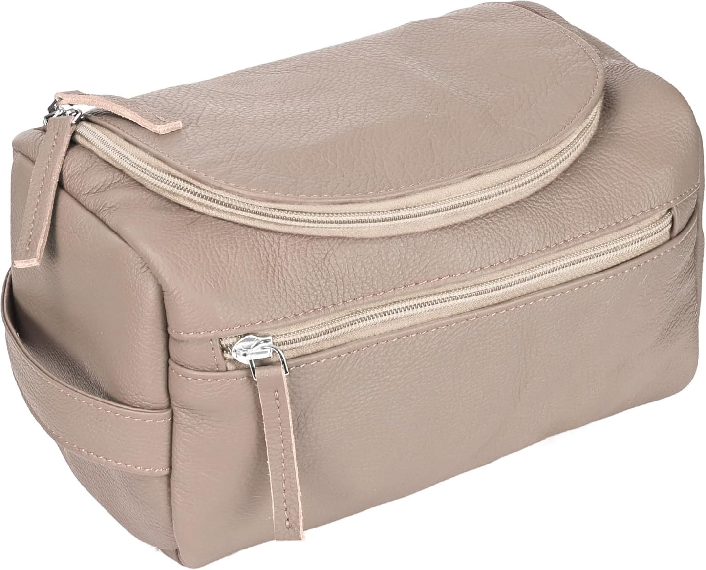 ELIZO Premium REAL Leather Toiletry Bag for Men Dopp Kitt Hanging Mens Toiletry Large TSA Toiletries Bag Shaving Grooming Bag Organizer Cream