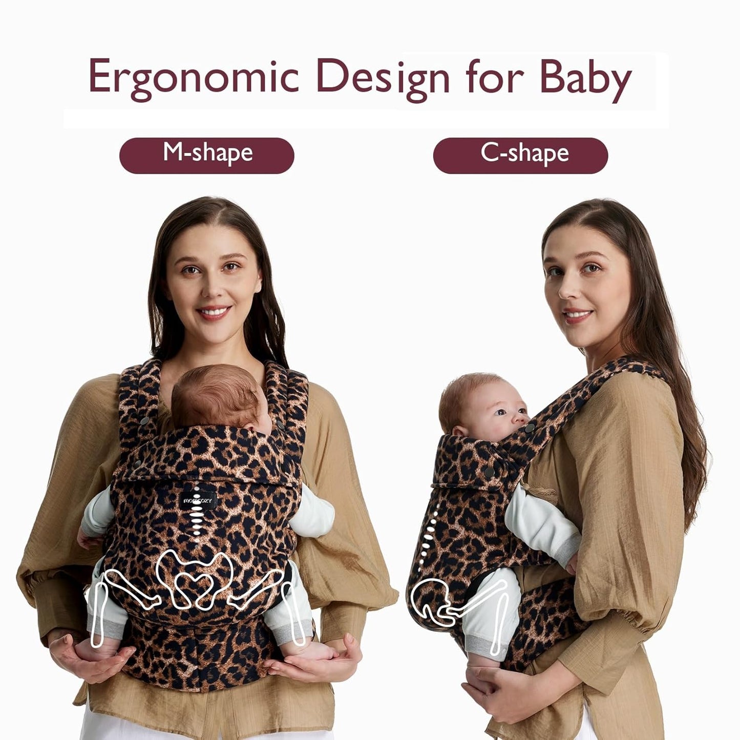 Momcozy Baby Carrier - Ergonomic, Cozy and Lightweight Carrier for 3-24 Months, Effortless to Put On, Ideal for Hands-Free Parenting, Enhanced Lumbar Support, Purehug for Infant to Toddler, Leopard