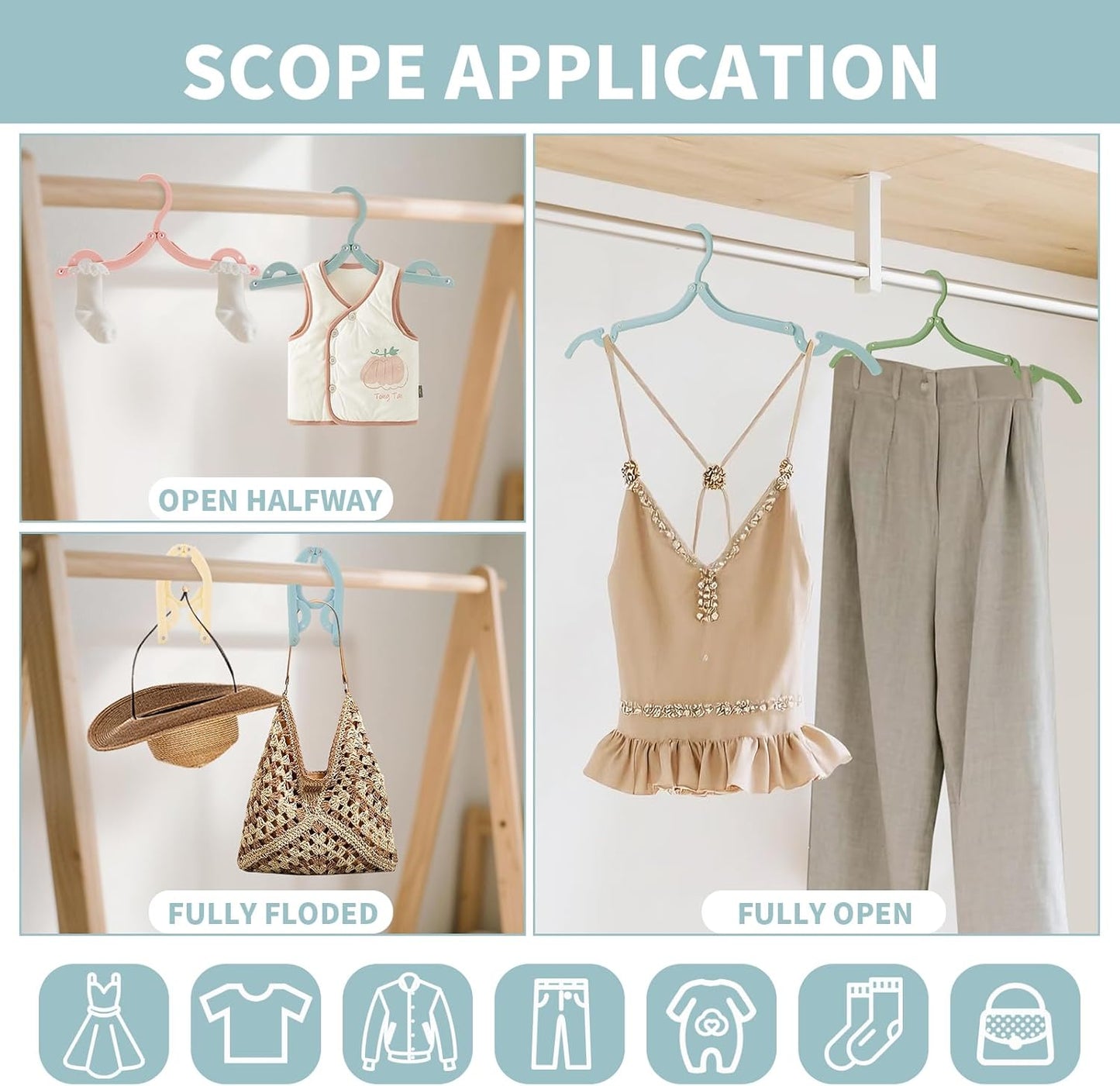 Foldable Travel Hangers,50Pcs Portable Clothes Hangers for Cruise, Suitcases, Closets | Lightweight Plastic Hanger Set for Hotels, Business Trips, Vacation (Pink/Beige/Green/Blue)