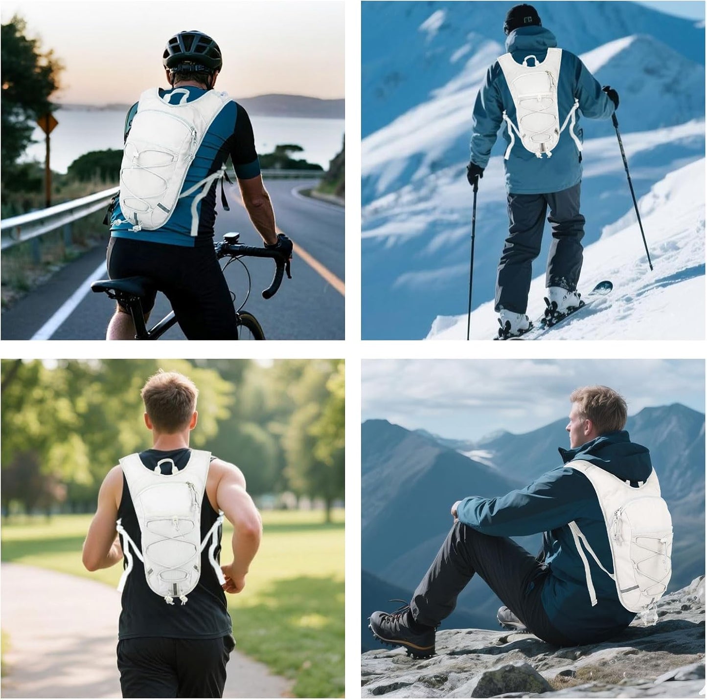 Lightweight Hydration Backpack 2L Water Bladder Pack for Running, Cycling, Hiking – Anti-Theft Water Backpack with Phone Holder, Trekking Pole Holder & Reflective Strips for Men & Women