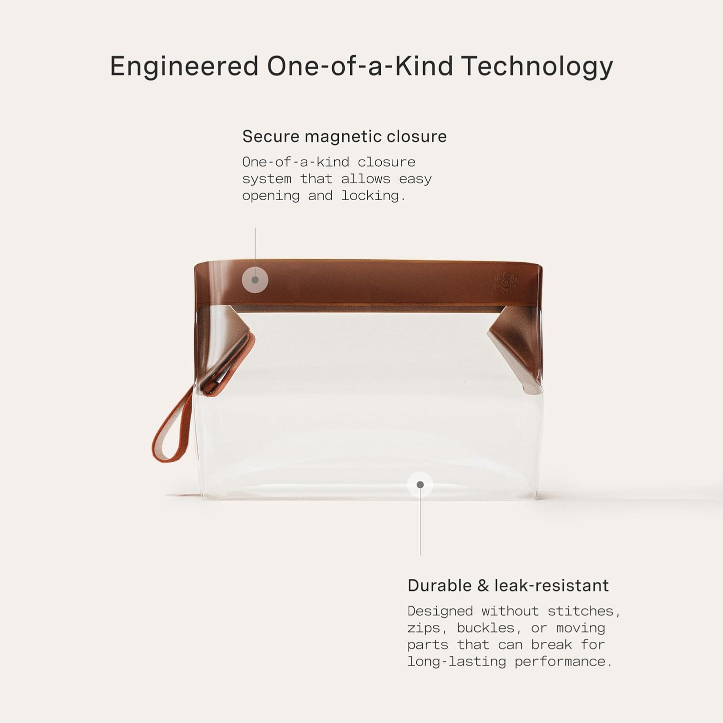 Cadence Parcel - Clear Dopp Kit with Magnetic Closure - Durable and Leak-Resistant Travel Toiletry Kit - Modular Design