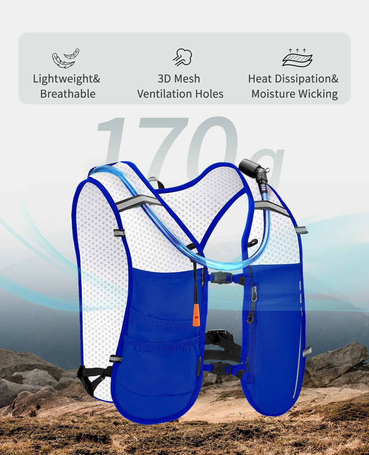 ECOHUB Running Hydration Vest Backpack,Lightweight Breathable Pack with 2L Water Bladder Bag Daypack for Hiking Trail Running Cycling Race Marathon for Women Men