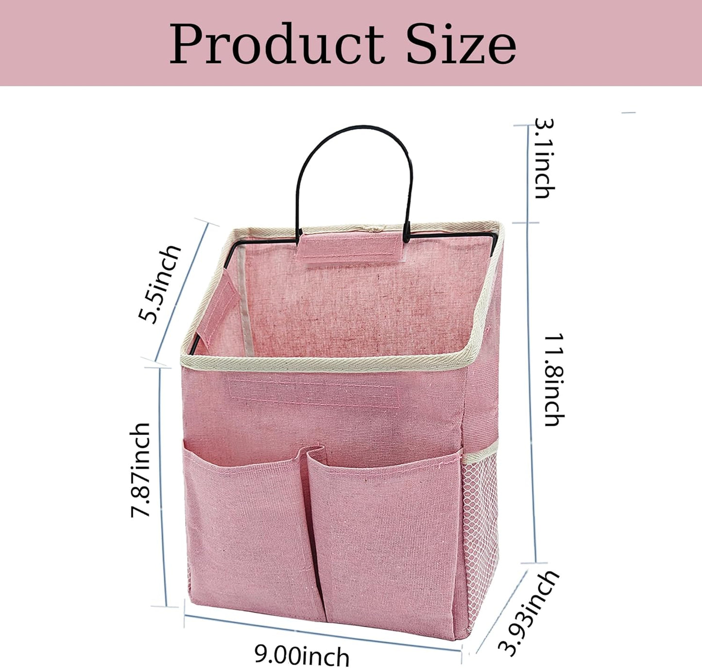 2pcs Wall Hanging Storage Bag,Wall Hanging Organizer Bags with Pockets, Wall Organizer Storage for Dormitory Bathroom Bedroom Kitchen(Pink)