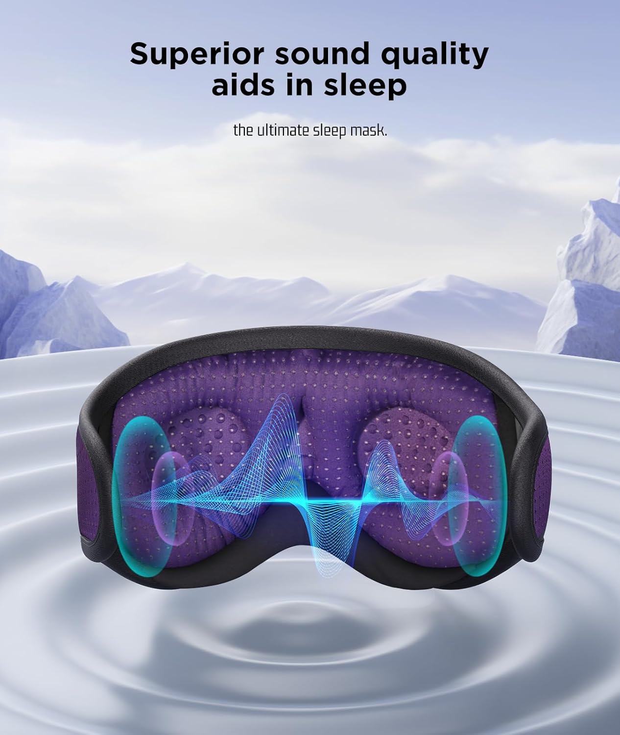 LC-dolida Sleep Headphones, Sleep Mask Bluetooth Wireless Music Eye Mask, Sleeping Headphones for Side Sleepers Sleep Mask with Bluetooth Headphones Ultra-Thin Stereo Speakers Perfect for Sleeping