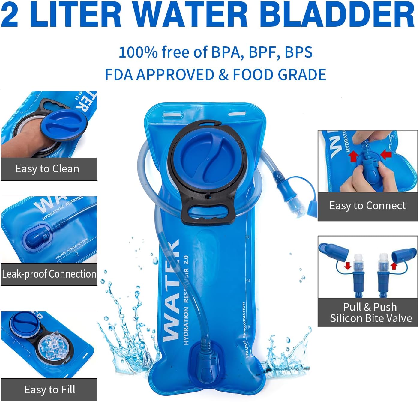 Hydration Backpack Pack with 2L Water Bladder 18L Hiking Backpack Women Men Lightweight Hydropack Insulated Daypack for Biking, Running, Festival