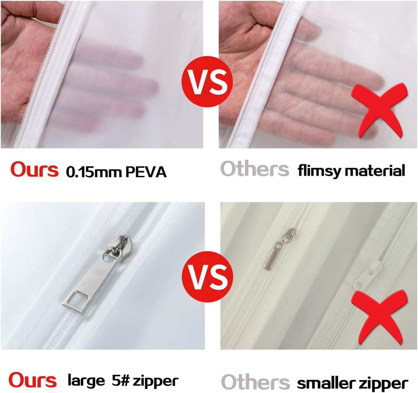 Garment Bags for Hanging Clothes, Clear Plastic Closet Storage Covers with Cedar Balls, 24" x 40", 6 Pack