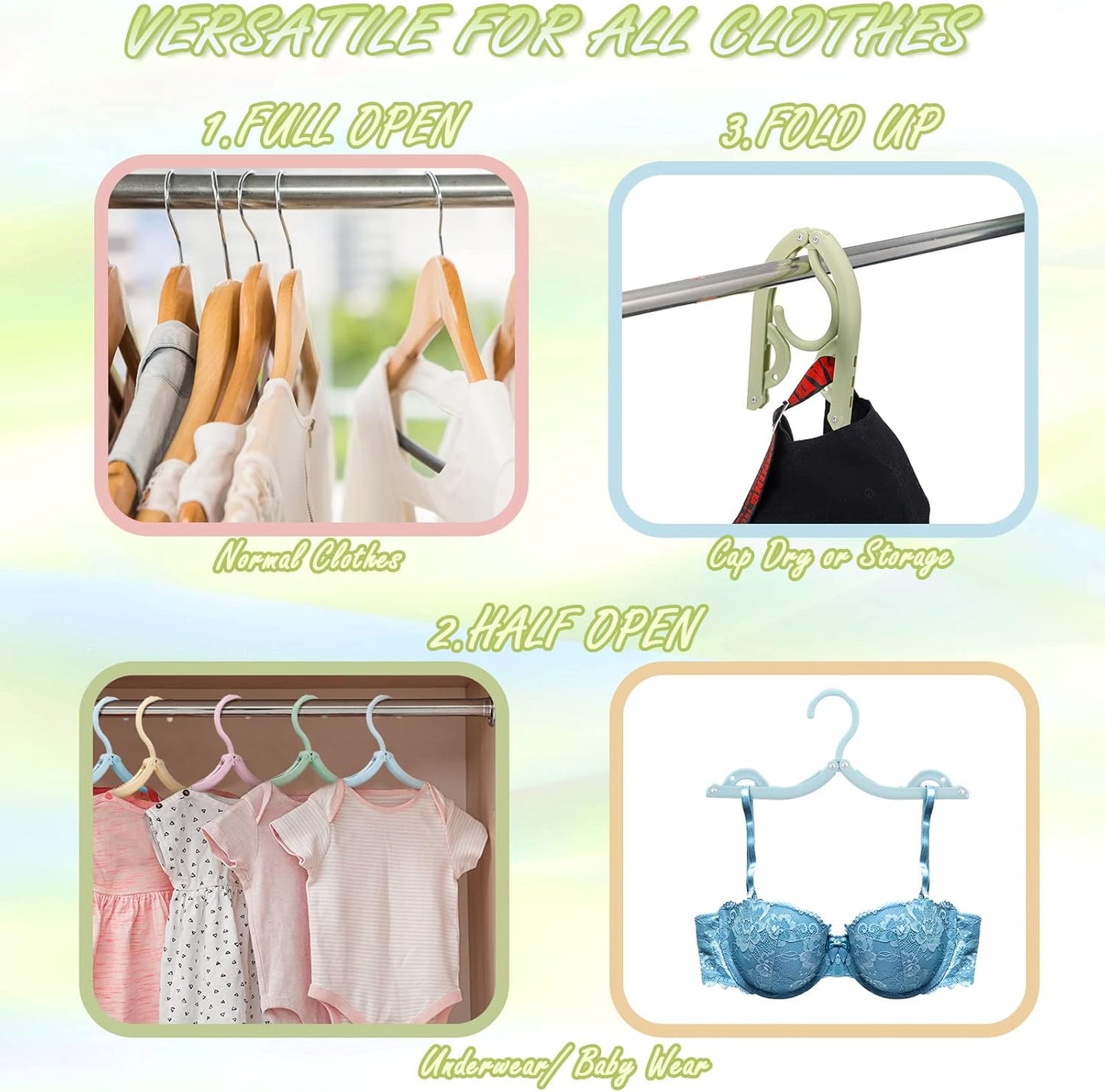 Maitys Folding Travel Hangers, 12 Pieces, Colorful, Plastic, Anti-Slip, Portable, Lightweight, Easy to Carry