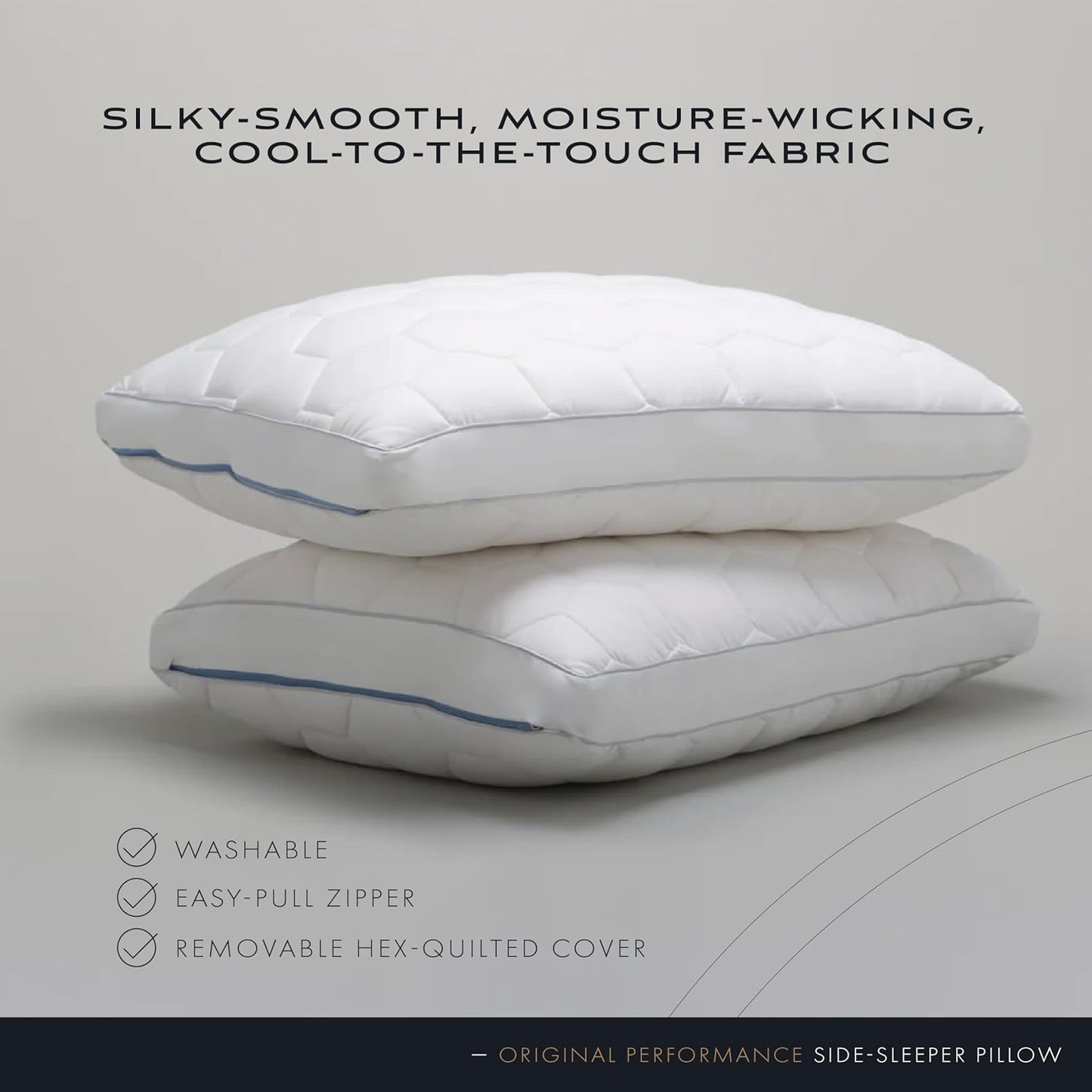 SHEEX Original Performance Down-Alternative Side Sleeper Pillow, Cooling Pillow with Support, Standard/Queen