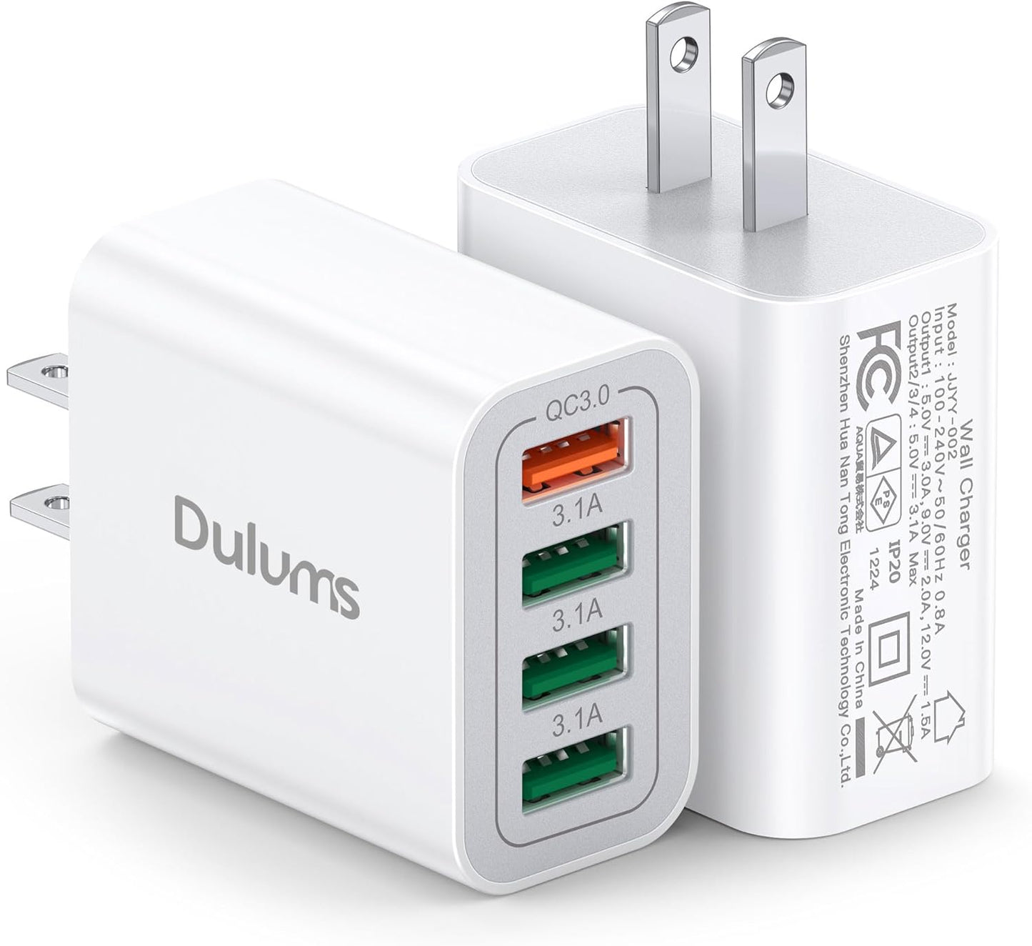 40W USB Wall Charger Block, 2-Pack 4-Port USB A Fast Charging Brick Dual QC Wall Plug Adapter Compatible for iPhone 17/16/15/14/13/12/11 Pro Max Plus,iPad,Galaxy