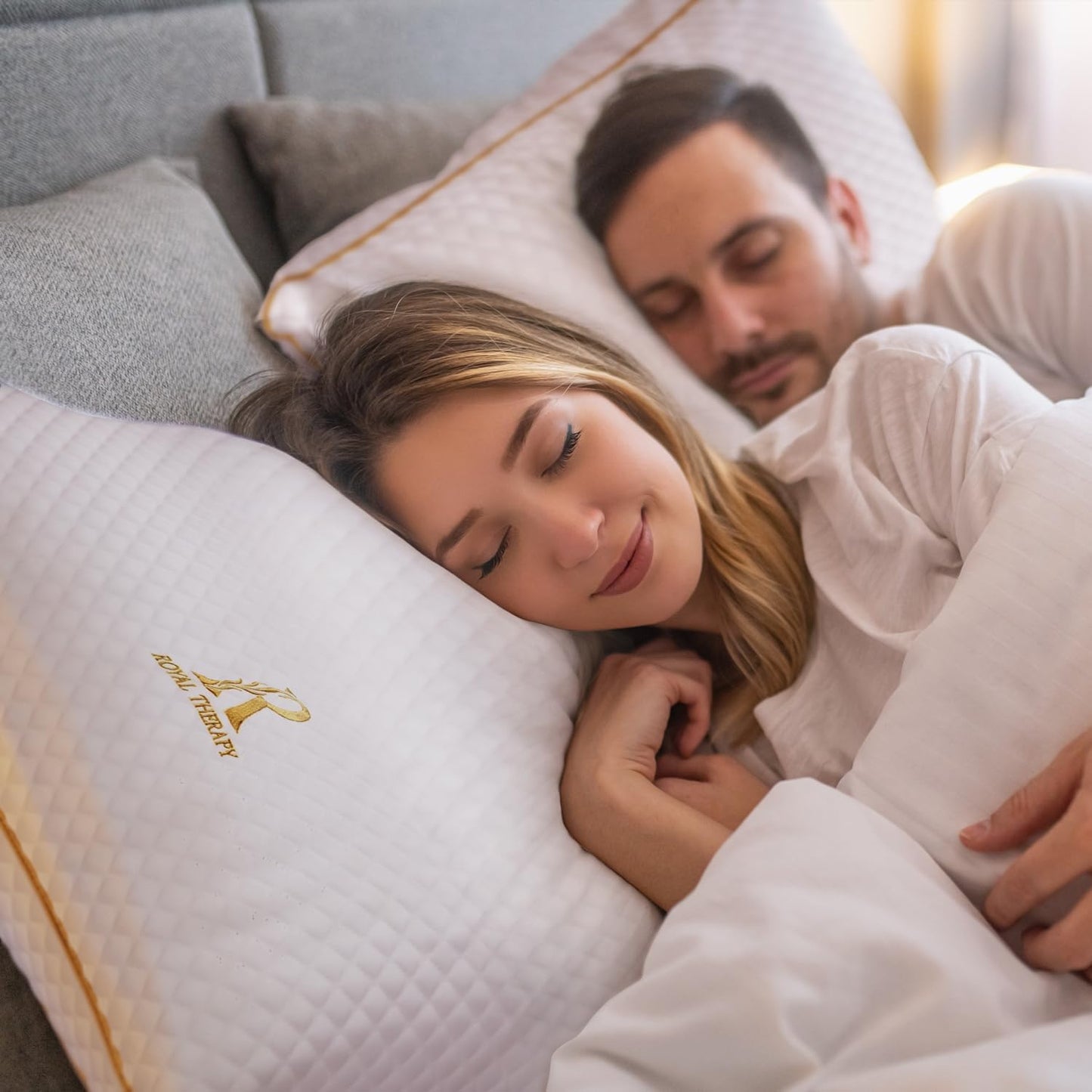 Royal Therapy Pillows Queen Size Set of 2, Shredded Memory Foam Queen, Rayon Derived from Bamboo, Queen Pillows, for Side Sleepers Bed Cooling