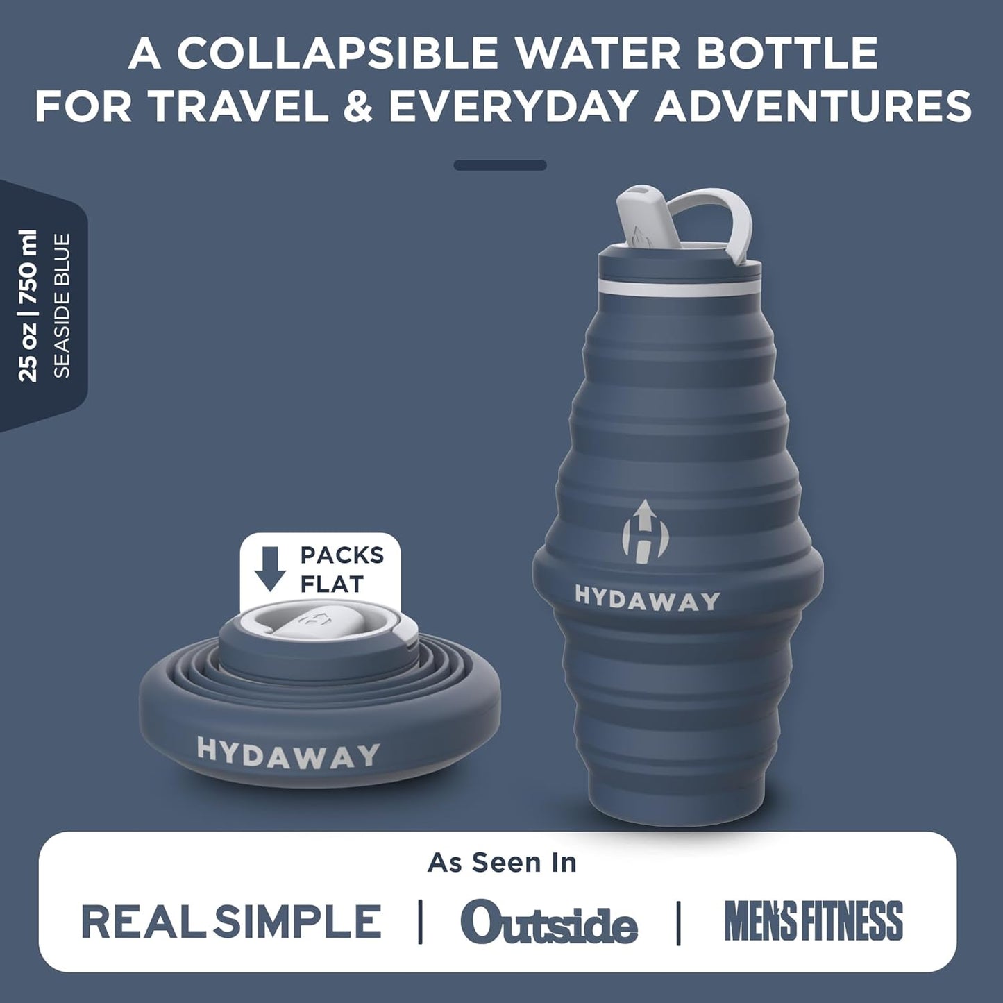 HYDAWAY 25oz Collapsible Water Bottle - BPA-Free, Leakproof, Lightweight, and Space-Saving - Perfect for Hiking, Travel, and All-Day Hydration