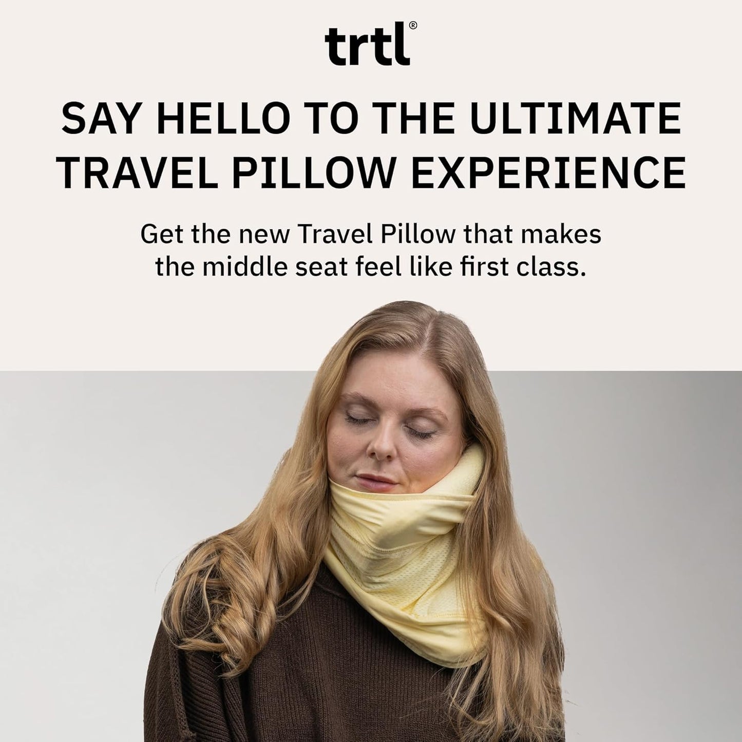 trtl Travel Pillow Cool for Neck Support - Cooling Plane Neck Pillow - with Breathable Fabric - Lightweight and Easy to Carry - Sorbet Yellow