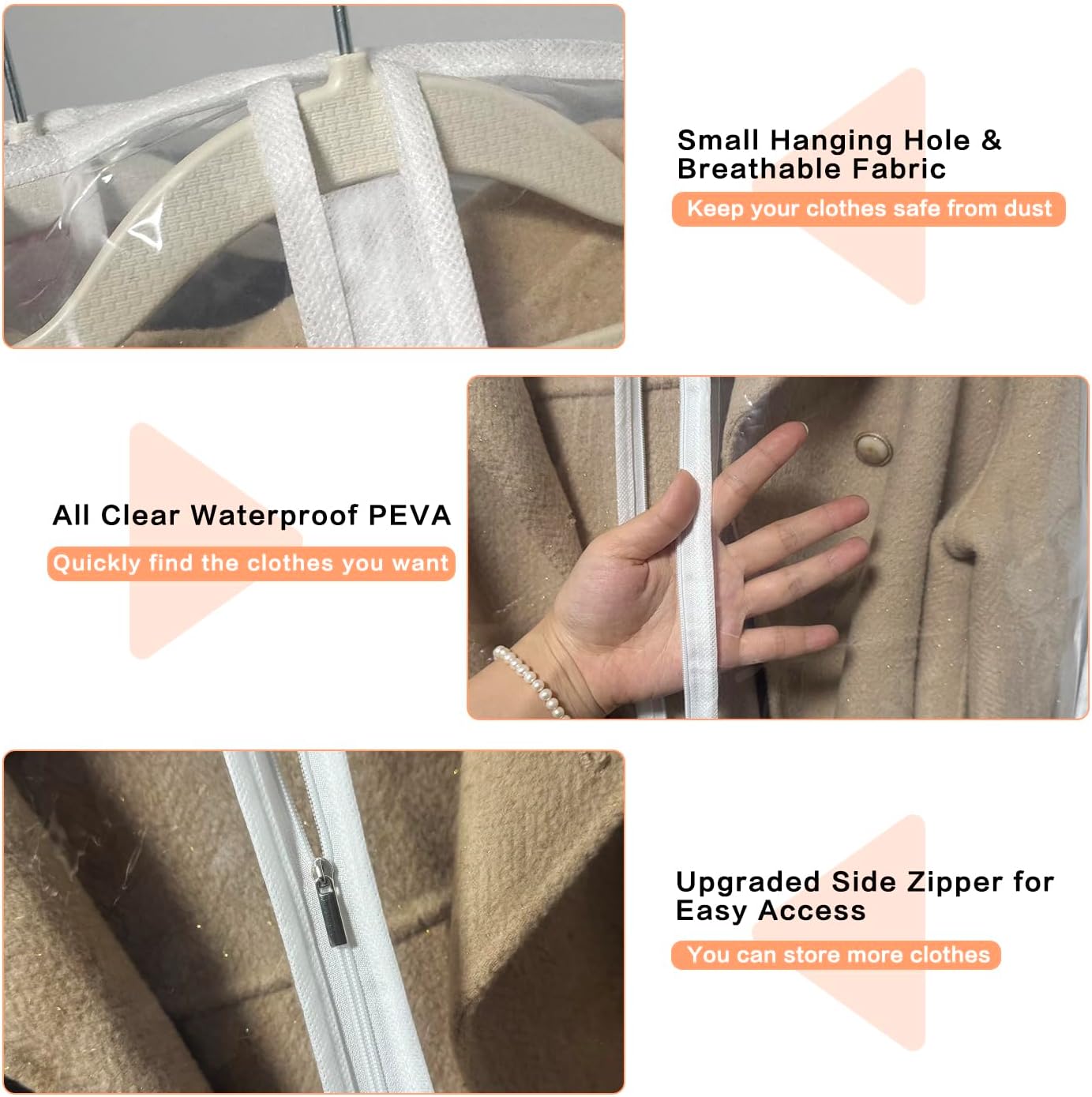 Clear Garment Bags Clothes Covers for Closet Storage (set of 12) Closet Cover for Open Closet Hanging Clothes Travel Bag Clothes Bags with Zipper Gown Garment Bag for Long Dresses