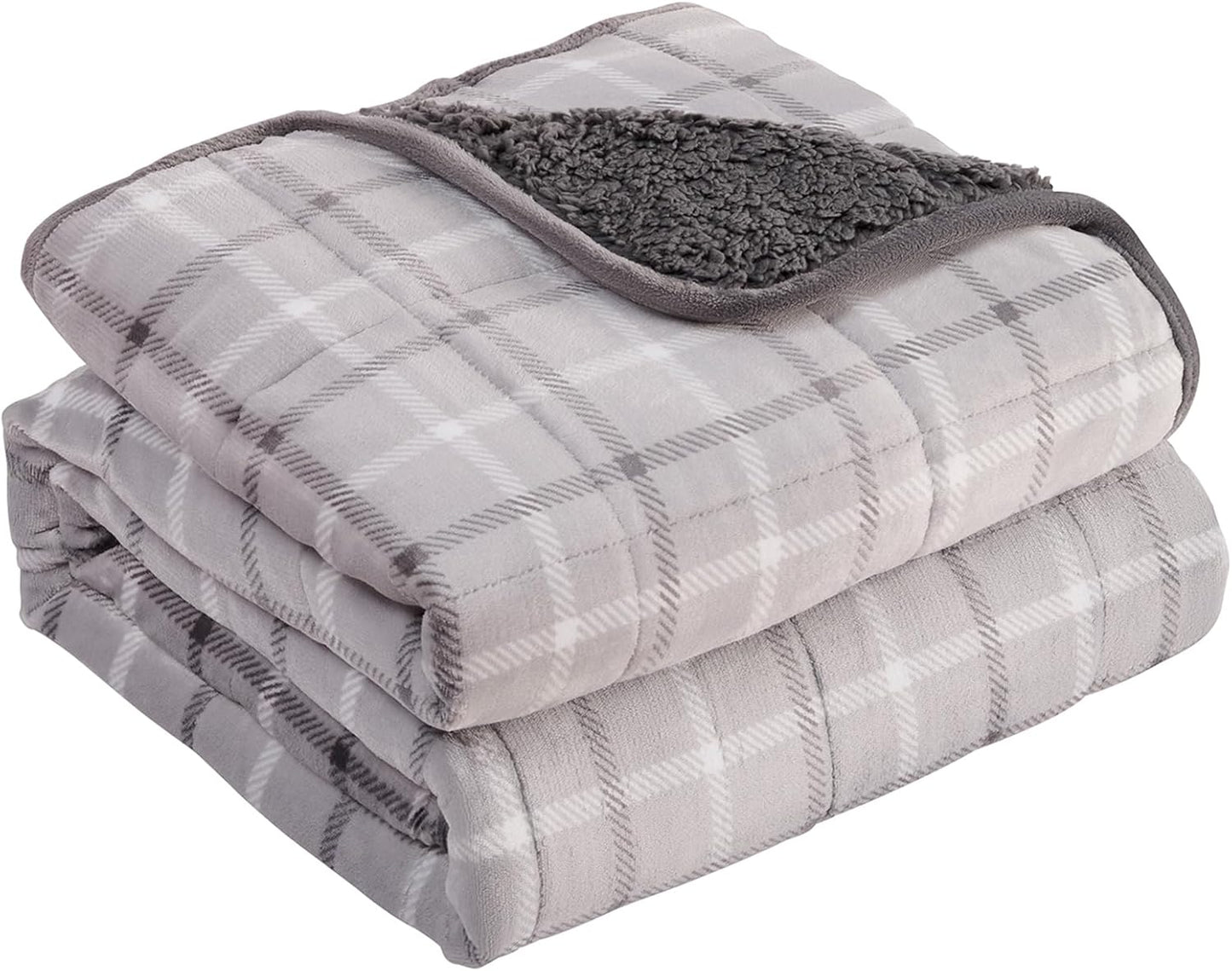L'AGRATY Weighted Blanket - 48"x72" 15lbs Soft Breathable Heavy Blanket Flannel Material with Glass Beads for Adult All-Season Summer Fall Winter Soft Thick Comfort