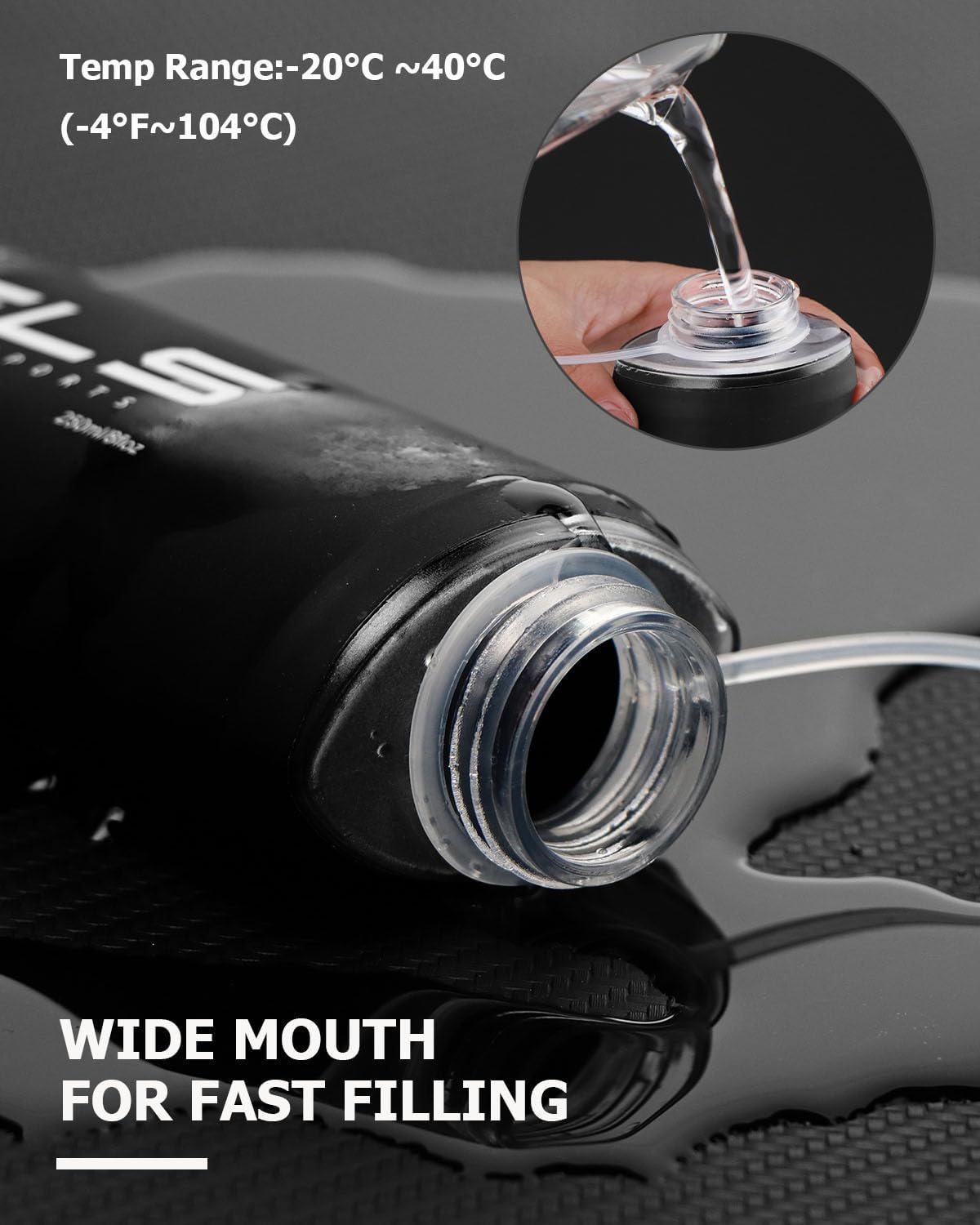 Folding Soft Flask Portable Collapsible Running Lightweight Water Bottle for Outdoor Sports,Travel with Mouthpeice Cover