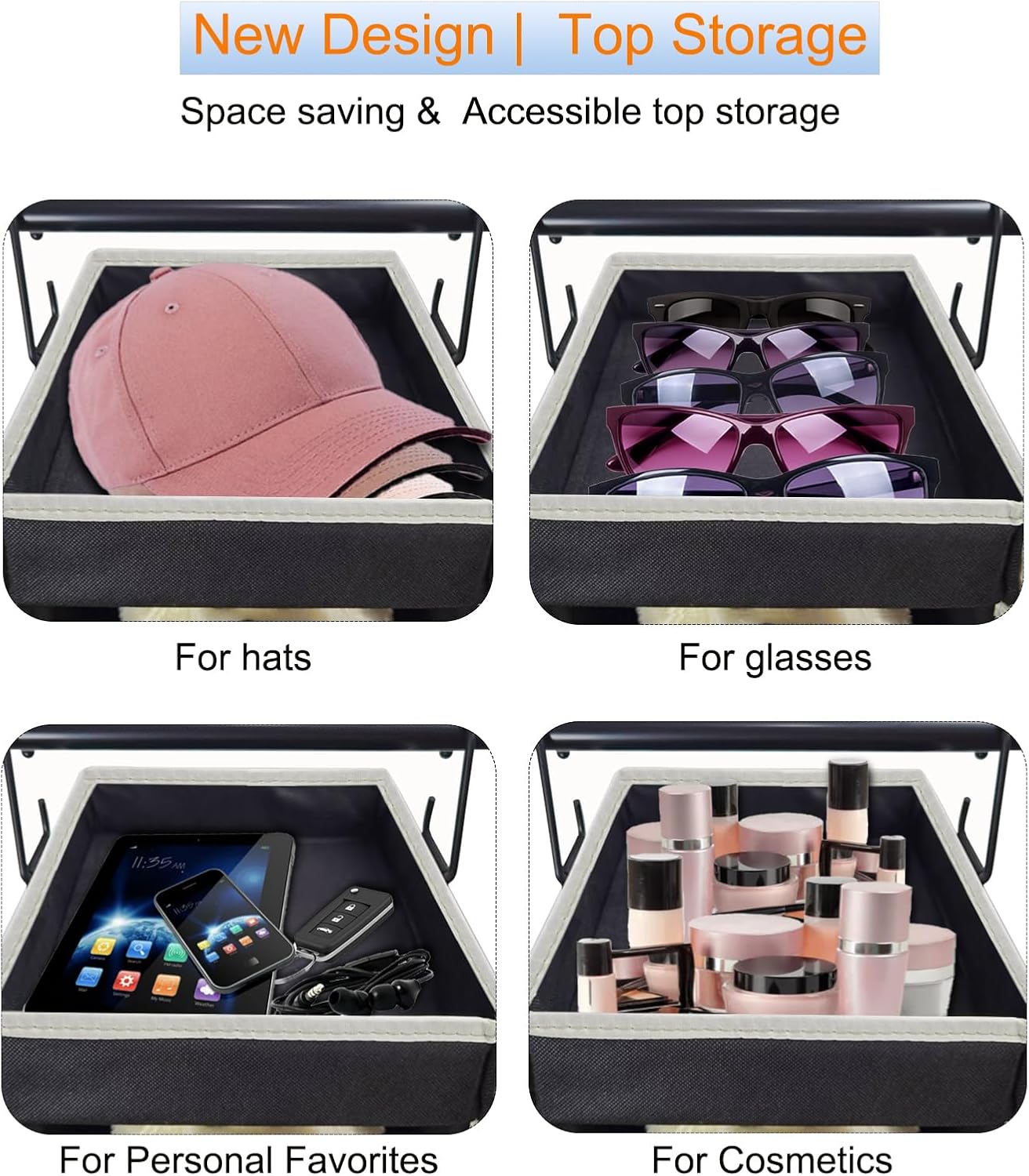 Large-Sized Hanging Shoe Organizer 10-Shelf, Sturdy Hanging Closet Organizer with 8 Side Pockets, Wider Hanging Shelves for Storage Shoes Clothes Jeans Shirts Toys, Black