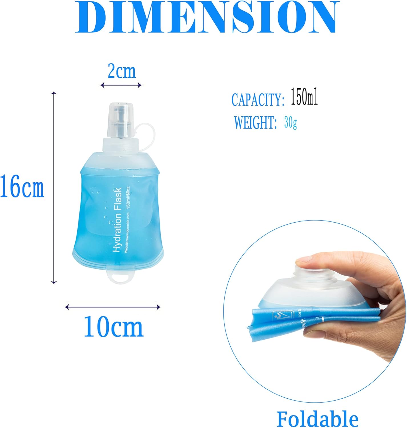 AXEN Soft Flask TPU Foldable Running Hydration Flask, Soft Collapsible Water Bottle for Hydration Pack Cycling Marathon Running Hiking