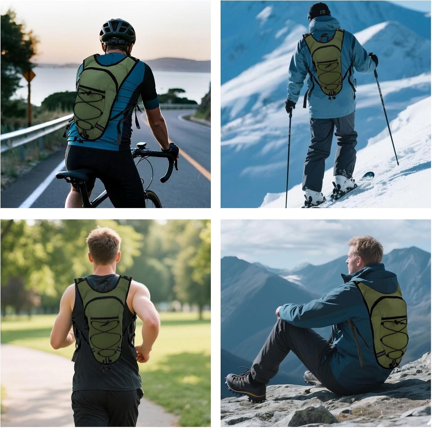 Lightweight Hydration Backpack 2L Water Bladder Pack for Running, Cycling, Hiking – Anti-Theft Water Backpack with Phone Holder, Trekking Pole Holder & Reflective Strips for Men & Women