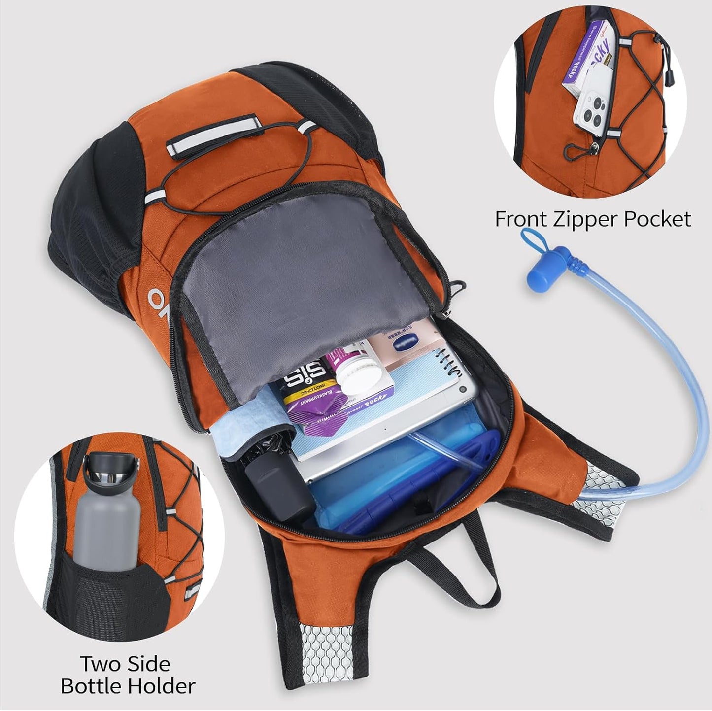 Lightweight Hydration Backpack, Running Backpack with 2L Water Bladder, Hydro Water Daypack for Cycling Hiking Rave for Men Women