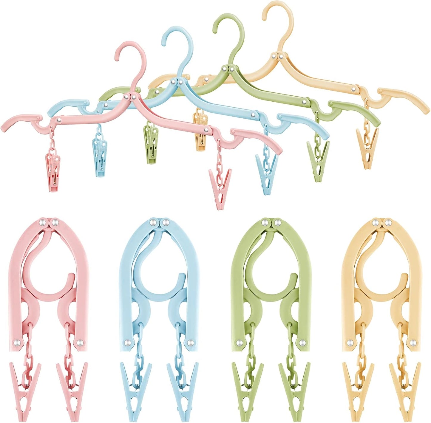 Maitys Folding Travel Hangers, 12 Pieces, Colorful, Plastic, Anti-Slip, Portable, Lightweight, Easy to Carry