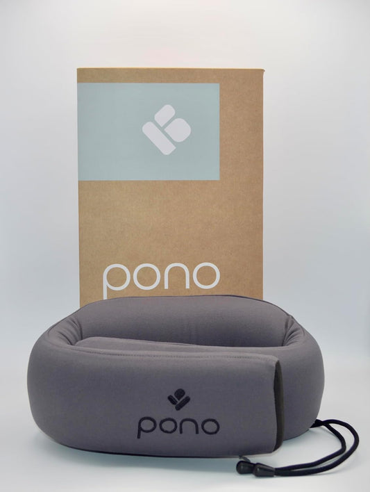 Pono Neck Cradle Travel Pillow: Memory Foam, Ergonomic 360° Adjustable Support, Prevents Neck Pain/Head Nods. Infinity Shape Fits All Adults. Foldable Design for Easy Portability (Twilight Slate)