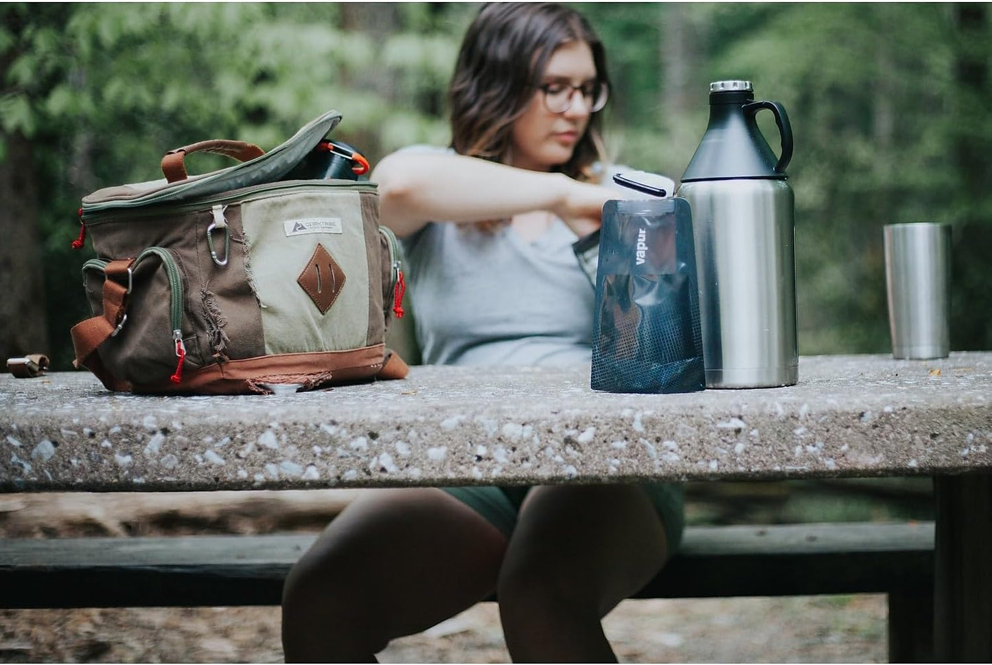 Vapur Collapsible Water Bottle With Carabiner, Compact Bottle Folds Flat For Hydration On The Go, Ideal for Traveling, Hiking or Camping, 16 Ounce, Cool Grey, Pack of 1