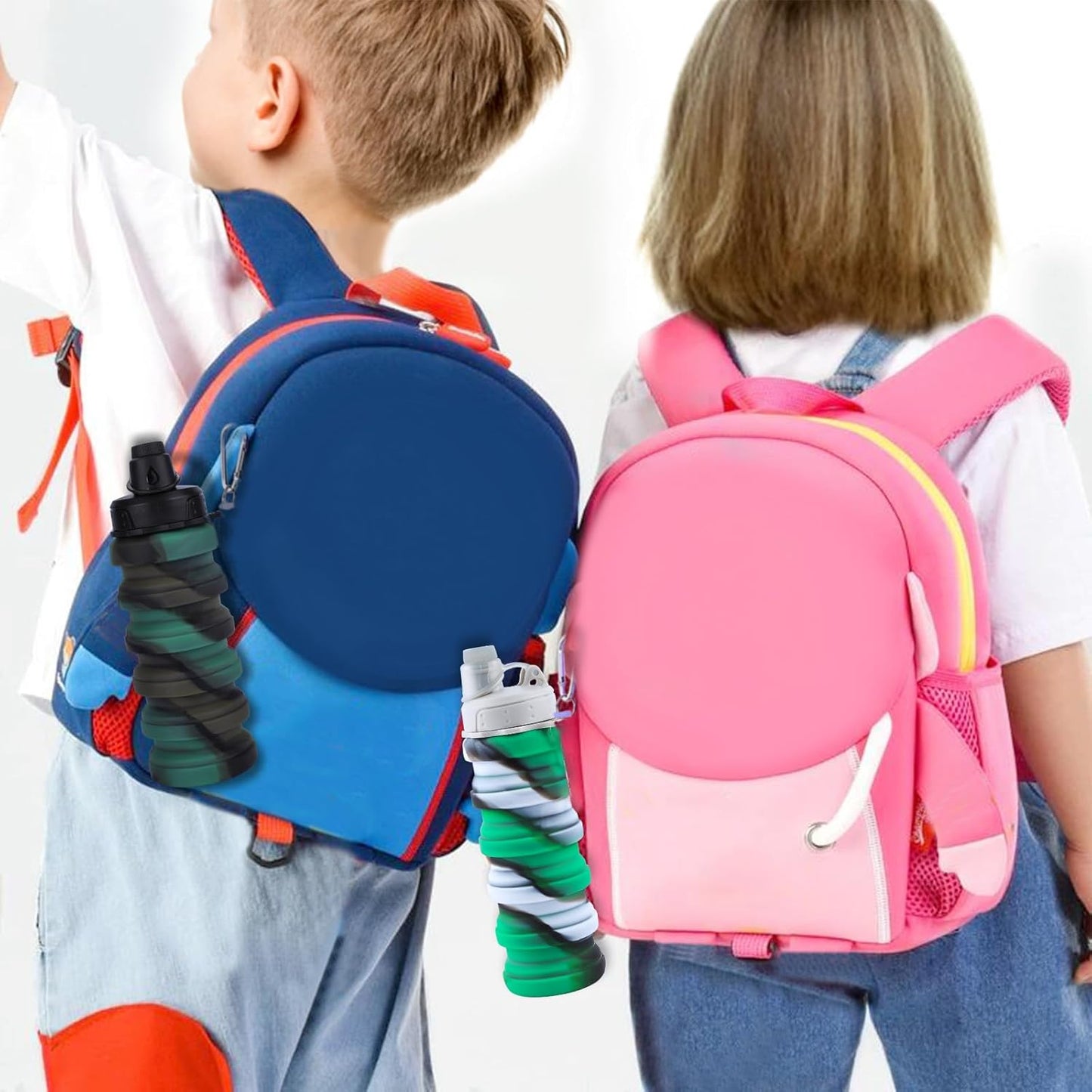 Collapsible Water Bottle for Adults, Boys, Students, Kids, Reusable Silicone Foldable Water Bottles for Travel Camping Hiking Sports,Leak-Proof Portable Sports Water Bottle (Camouflage & Green)