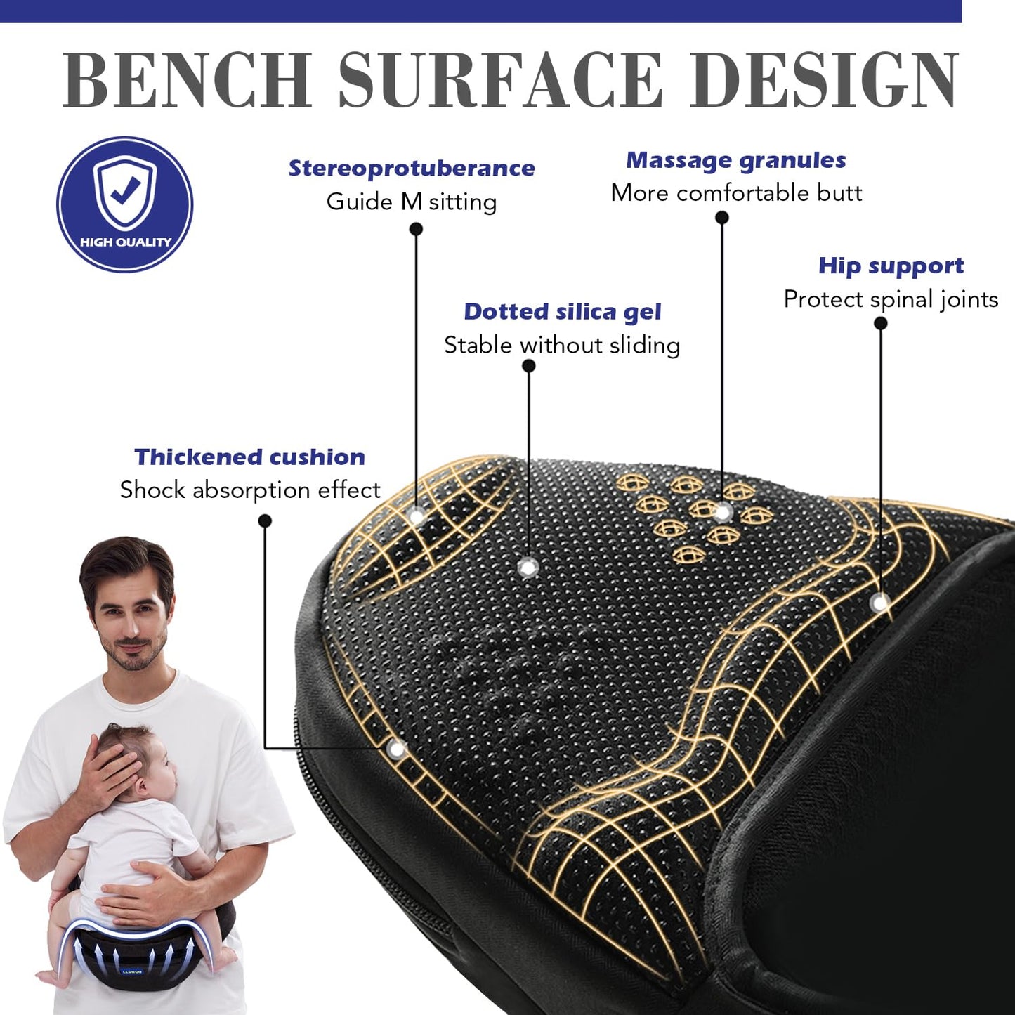 Baby Hip Carrier,Adjustable Extended Waistband with Various Pockets-Ergonomic,Baby Carrier with Hip Seat for Newborns & Toddlers(Black)