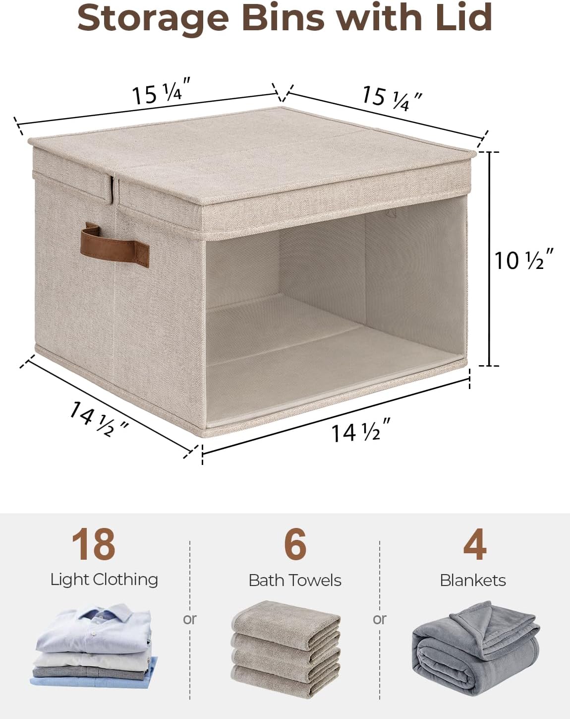 StorageWorks Storage Bins with Lid and Clear Window, Fabric Storage Boxes with Lids, Stackable Basket for Shelves, Closet Organizer and Storage Bins, Brown and Beige, Jumbo, 4-Pack