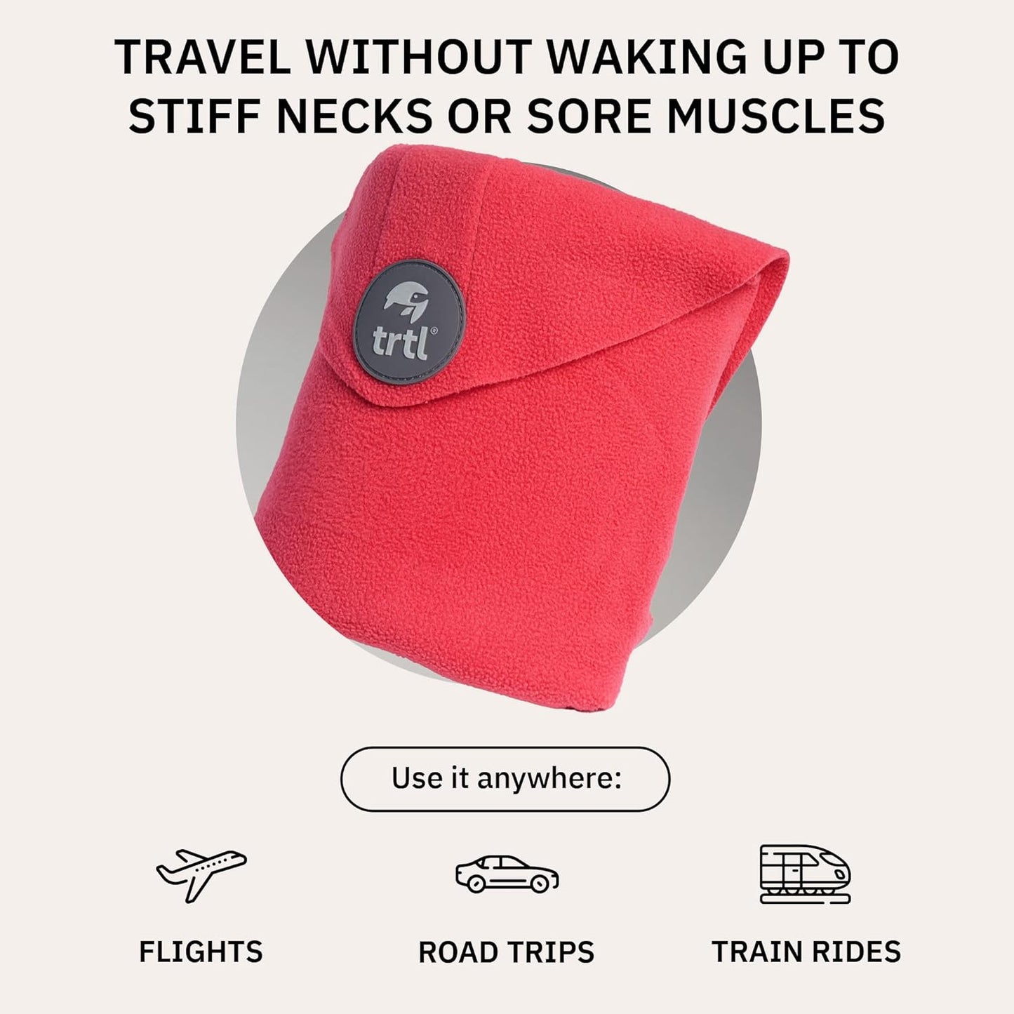 trtl Pillow - Scientifically Proven Super Soft Neck Support Travel Pillow - Machine Washable - Coral