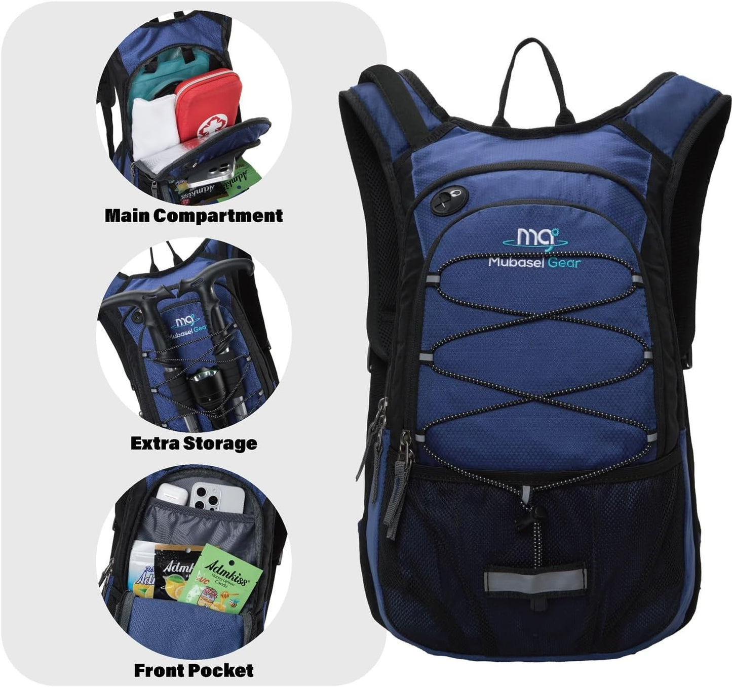 15L Insulated Hydration Backpack Pack with 2L Water Bladder Lightweight Hiking Backpack Bag for Women Men Daypack for Hiking Running Festival Camping Biking