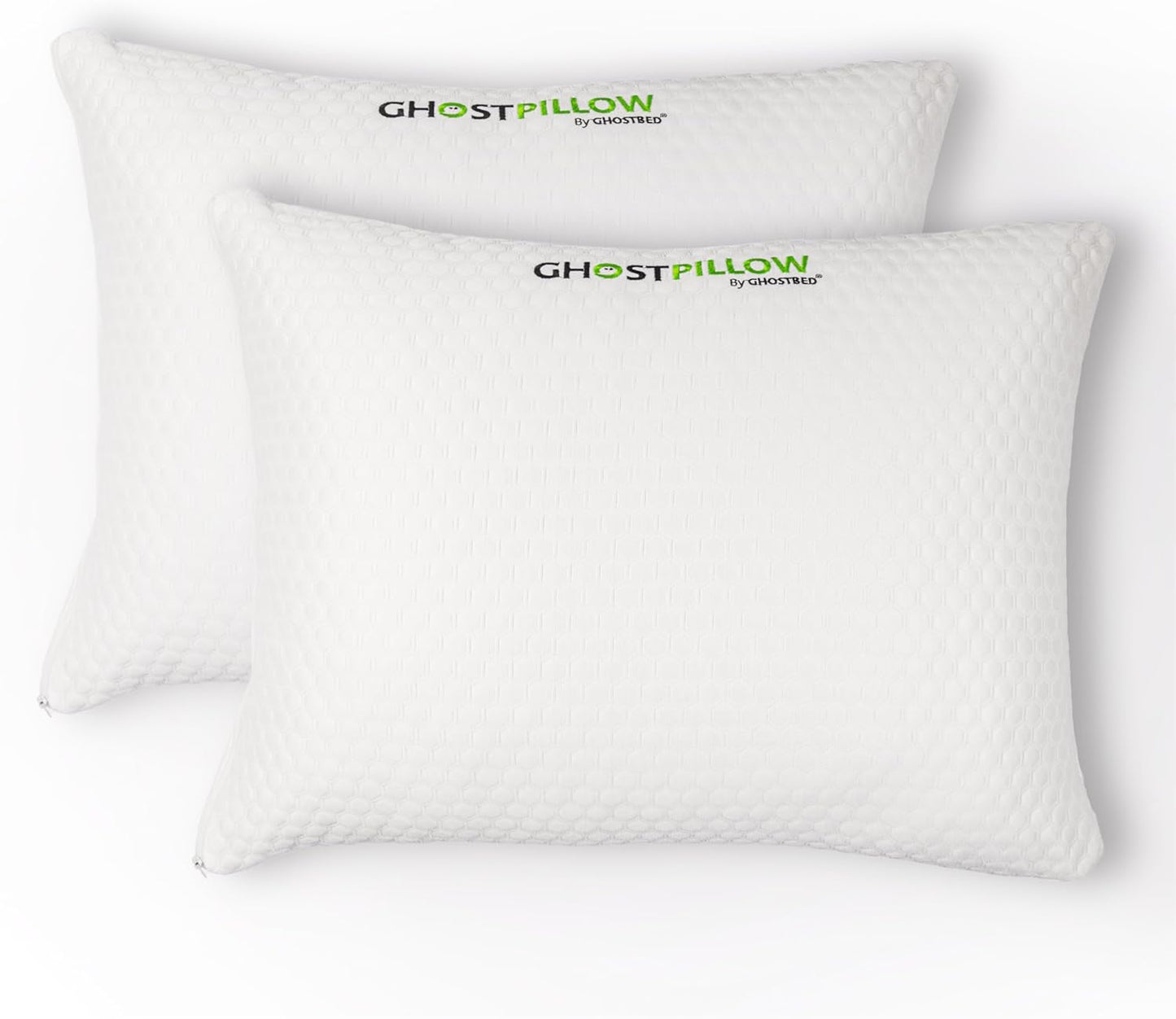 GhostBed Shredded Memory Foam Pillow with Adjustable Gel Memory Foam and Cooling Breathable Cover - King Size Shredded Memory Foam Pillows CertiPUR-US Certified 2-Pack