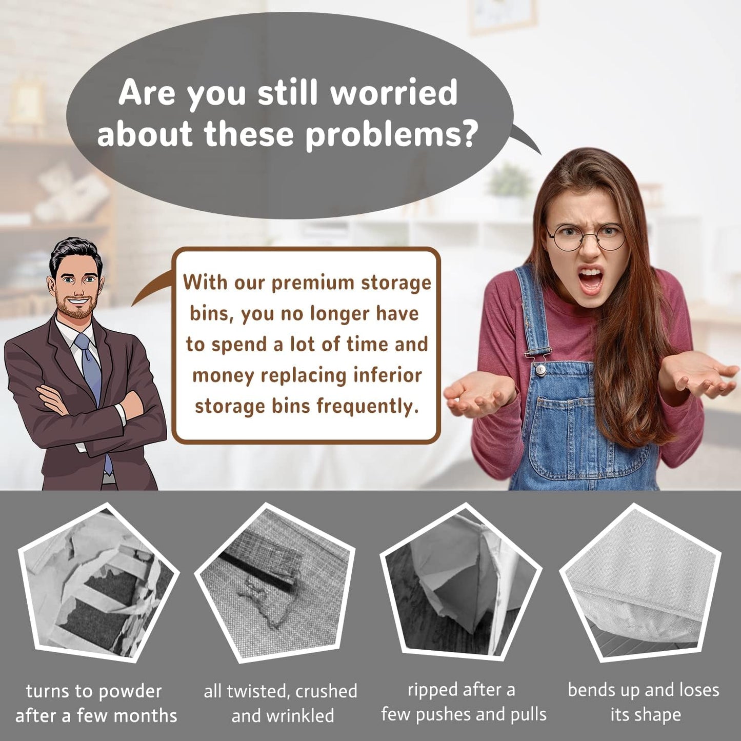 Posprica Storage Cubes,12×12 Storage Bins ,Foldable Storage Baskets Fabric Drawers Containers for Shelf Cabinet Bookcase,Thick and Heavy Duty (4pcs, black)