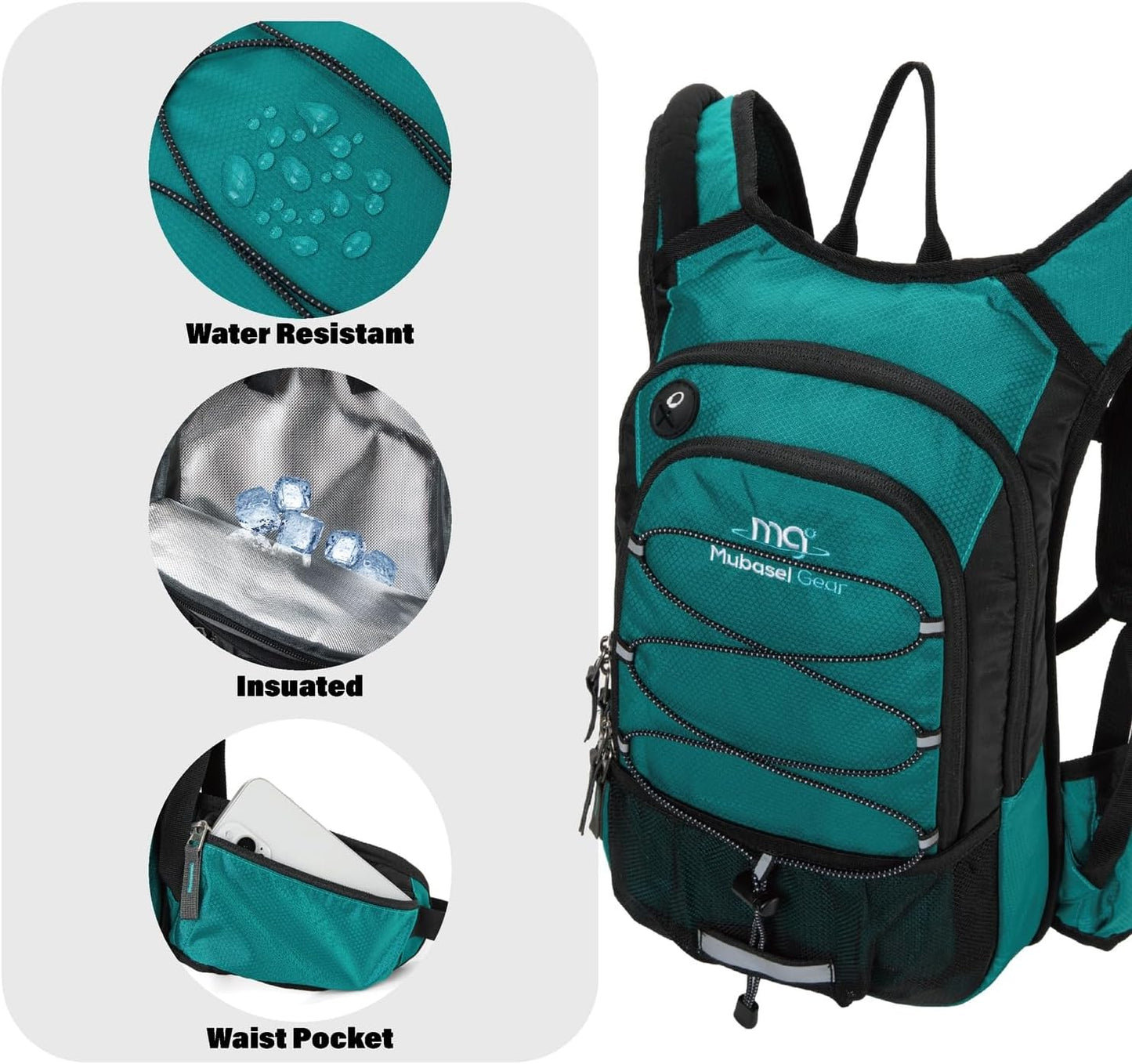 15L Insulated Hydration Backpack Pack with 2L Water Bladder Lightweight Hiking Backpack Bag for Women Men Daypack for Hiking Running Festival Camping Biking