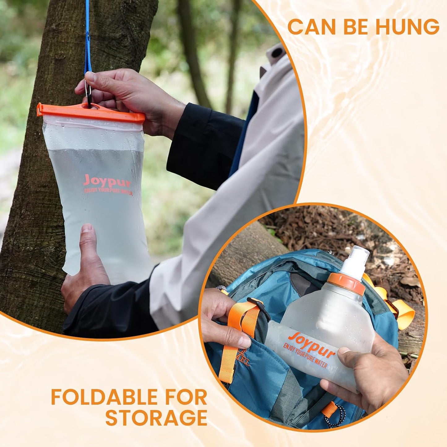 Water Filter Bottle Survival - 650/1000/2000ml Collapsible Water Bottle with NSF/FDA Certification with Filter Squeeze Water Filter Bottle Portable Water Filter Hiking Backpacking Camping