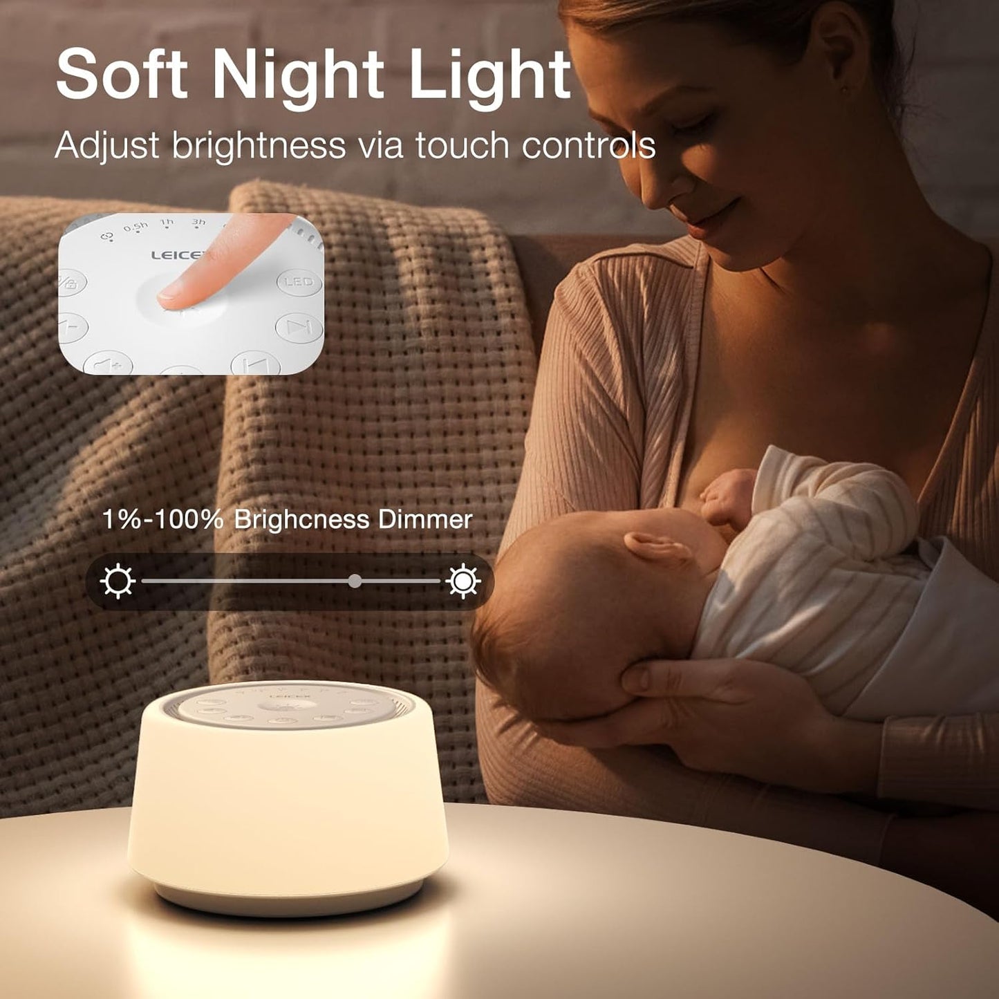 White Noise Sound Machine | Sound Machine for Baby Rechargeable | 30 Soothing Sounds | 10 Colors Night Light | White Noise Machine for Sleep Baby Adults Portable Sound Machine for Home Travel