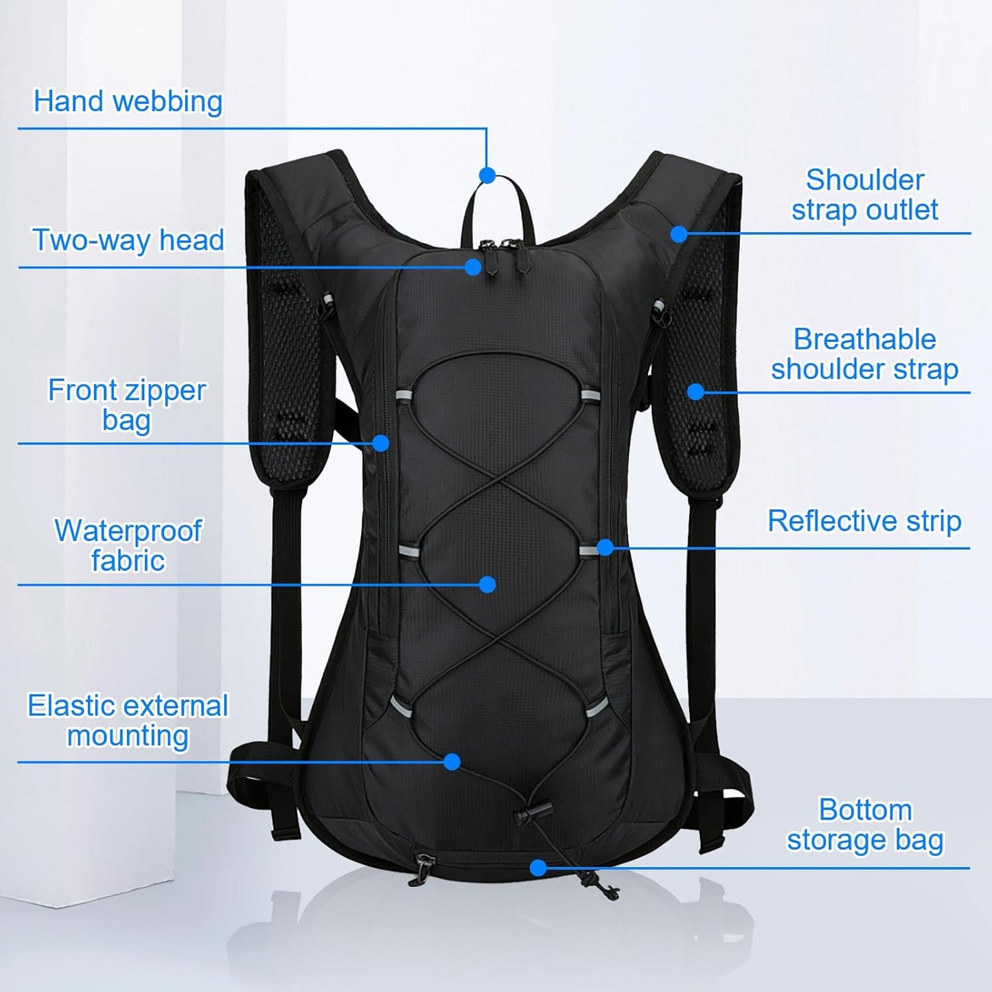 Hydration Backpack, Cycling Backpack Outdoor,Lightweight Hydration Pack with 70 oz 2L Hydration Bladder, Water Backpack for Running, Hiking, Cycling, Climbing, Camping, Biking