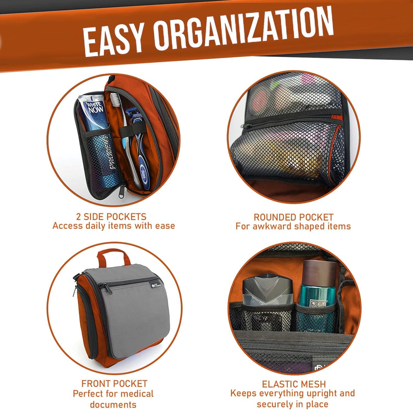 DD D&D Wanderlust D&D Hanging Travel Toiletry Bag for Men and Women – Cosmetics, Makeup and Toiletries Organizer Kit with 10 Compartments, YKK Zippers, XXL Metal Swivel Hook, Water-Resistant Nylon