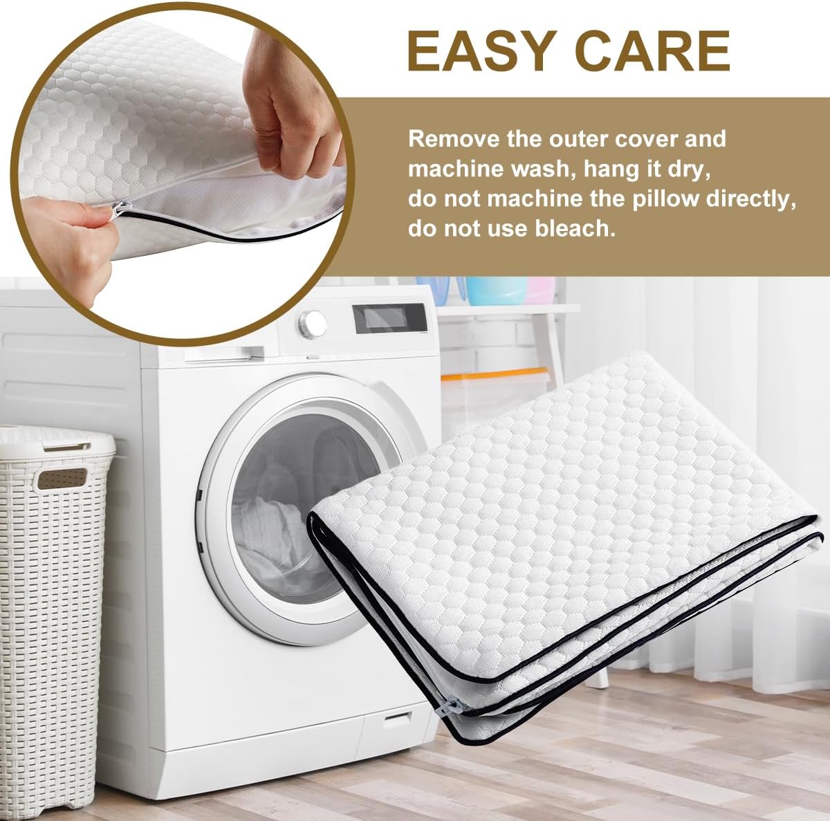 Ivellow Travel Pillow Cooling Camping Pillow for Sleeping Compressible Shredded Memory Foam Pillow Compact Firm Supportive Pillow for Adults Kids Outdoor Backpacking Hiking Essential Gear White S