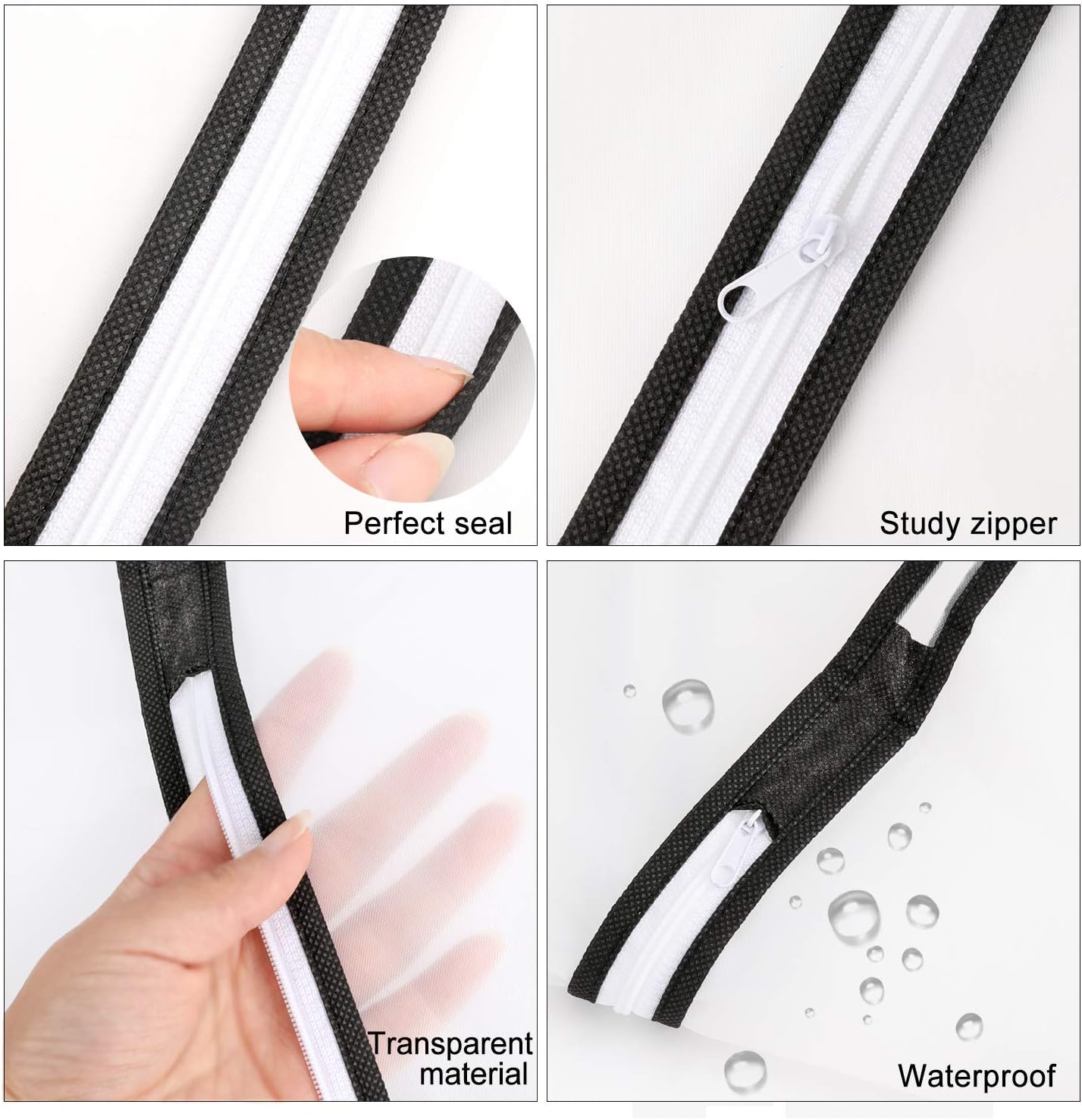 Pwsap 12 Pack Breathable Clothes Covers with Zip, Hanging Garment Covers Bags Dress Bag Covers Moth-Proof Mens Suit Storage Bag Dust Cover for Wardrobe Storage and Travel(Clear)