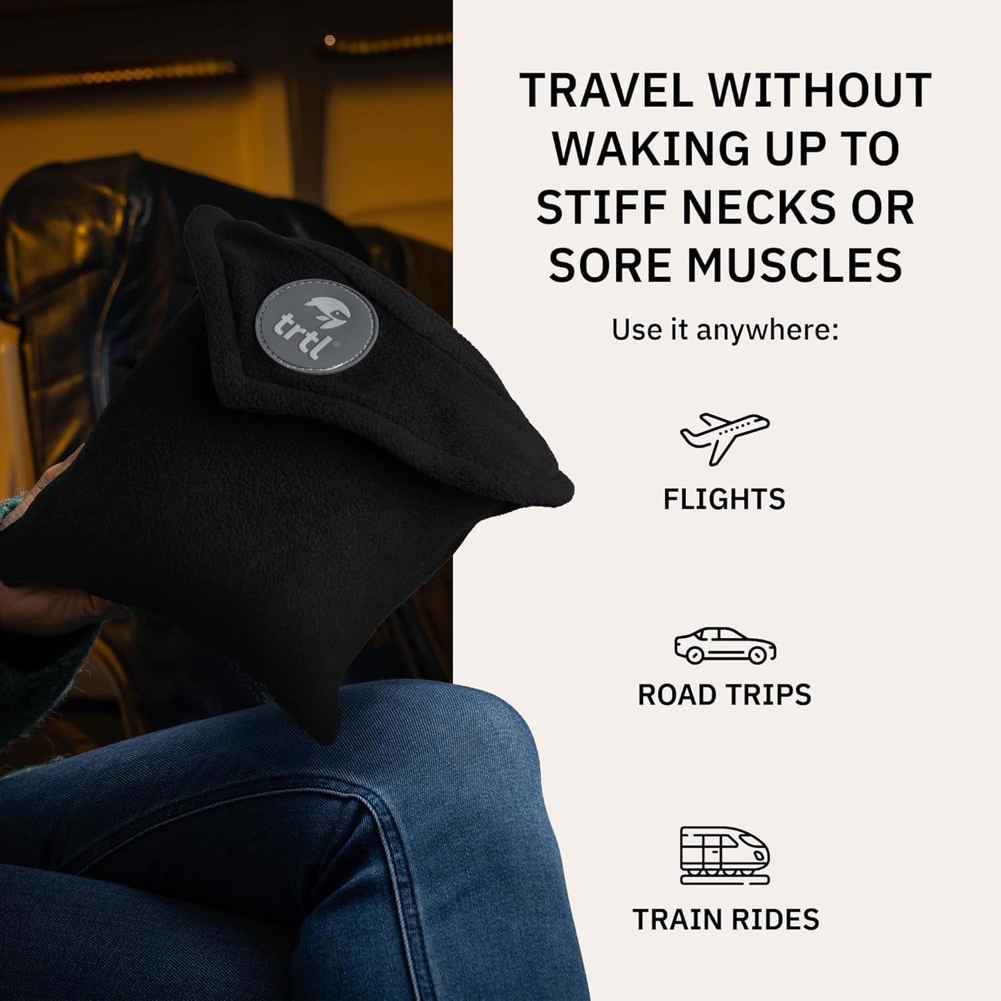 trtl Pillow Petite - Small Travel Pillow with Built-in Head and Neck Support - Comfortable Plane Neck Pillow for Traveling - Compact and Machine-Washable