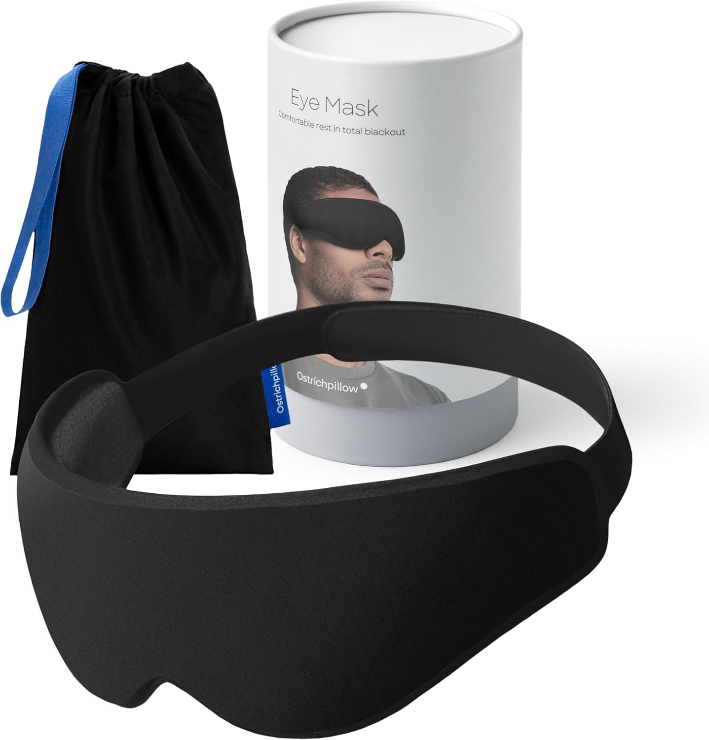 Ostrichpillow Eye Mask, Sleep Mask for Men Women 100% Blackout, No Pressure On Eyes, Soft & Breathable, Adjustable Fit, Travel Bag Included