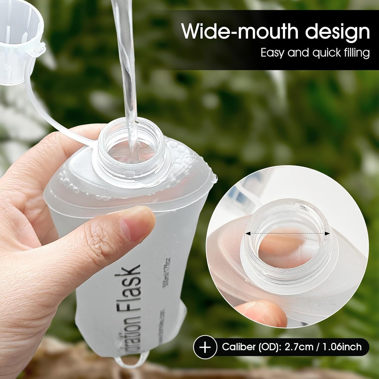 GYGYL Soft Flask, TPU Collapsible Soft Water Bottle for Hydration Pack, Running Vest, Leak-Proof Folding Water Bottle for Hiking Cycling Climbing Jogging-150ml White, 2pcs