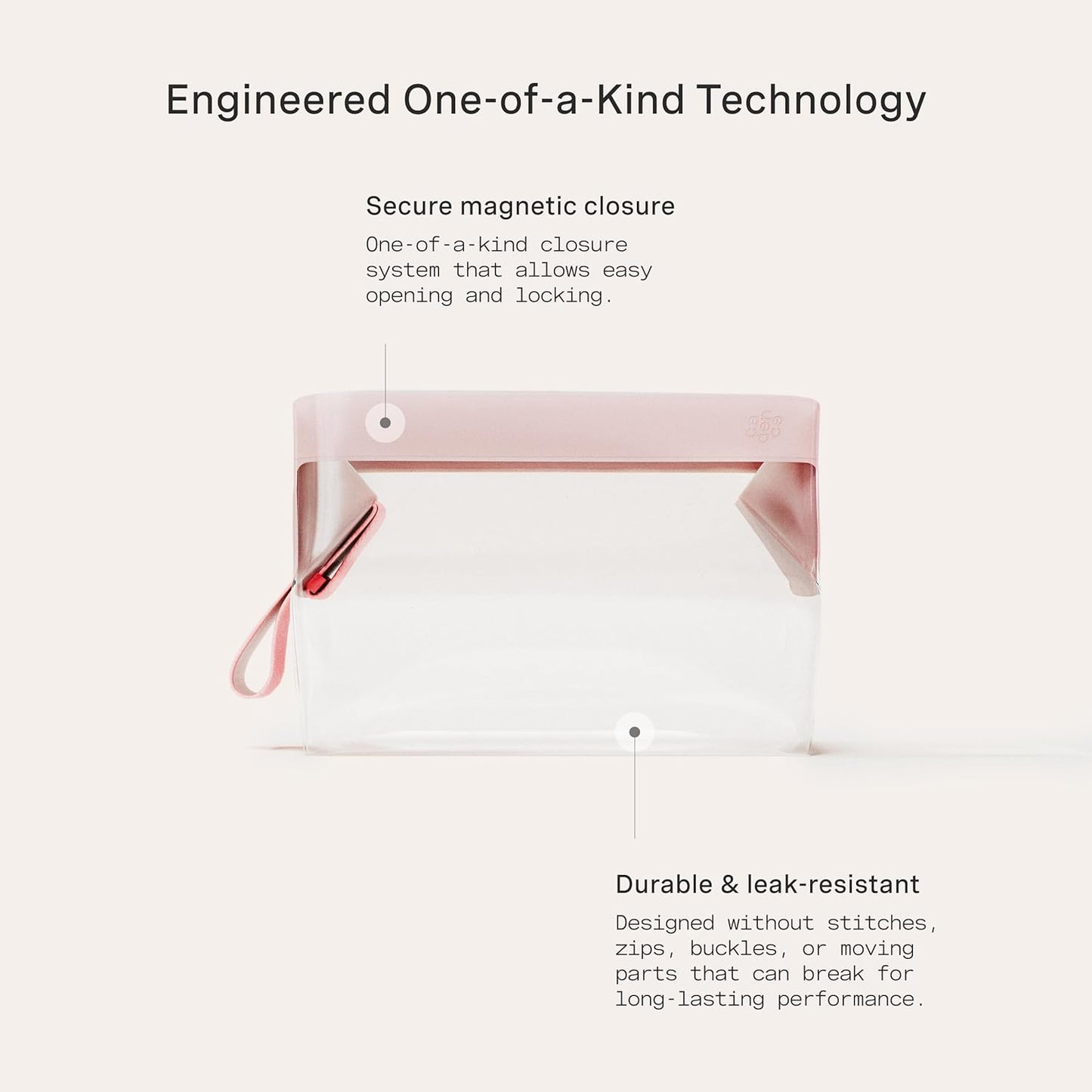 Cadence Parcel - Clear Dopp Kit with Magnetic Closure - Durable and Leak-Resistant Travel Toiletry Kit - Modular Design