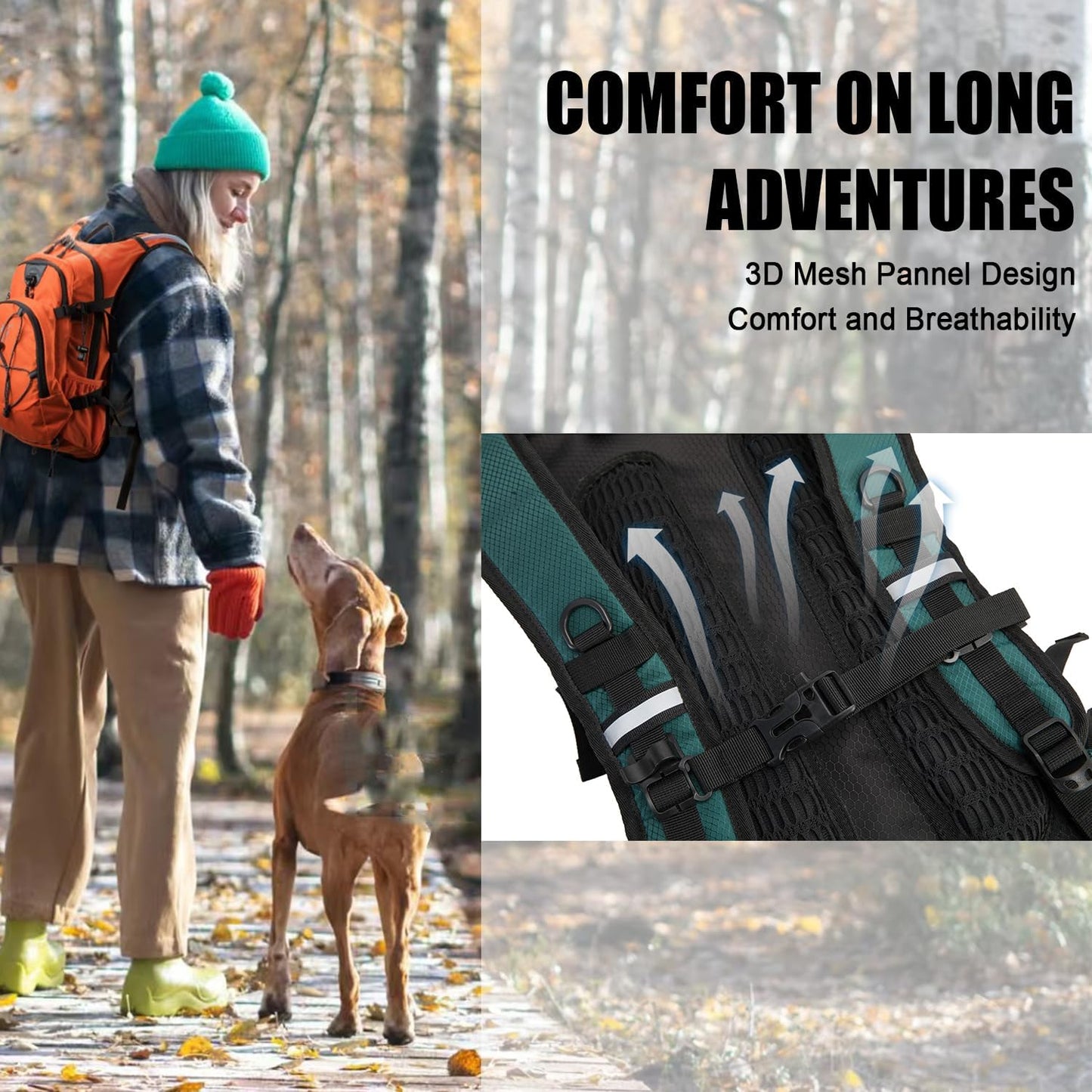 Hydration Backpack Pack with 2L Water Bladder 18L Hiking Backpack Women Men Lightweight Hydropack Insulated Daypack for Biking, Running, Festival