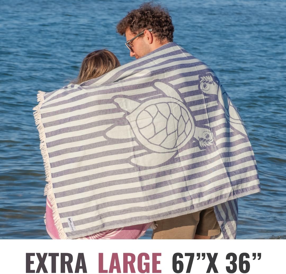 Turkish Beach Towel - 100% Organic Cotton - Soft, Quick-Dry, Sand Proof, Prewashed - Lightweight & Oversized for Beach, Pool, Yoga, Bath, Travel, Gym, Throw - Sienna (Brown)