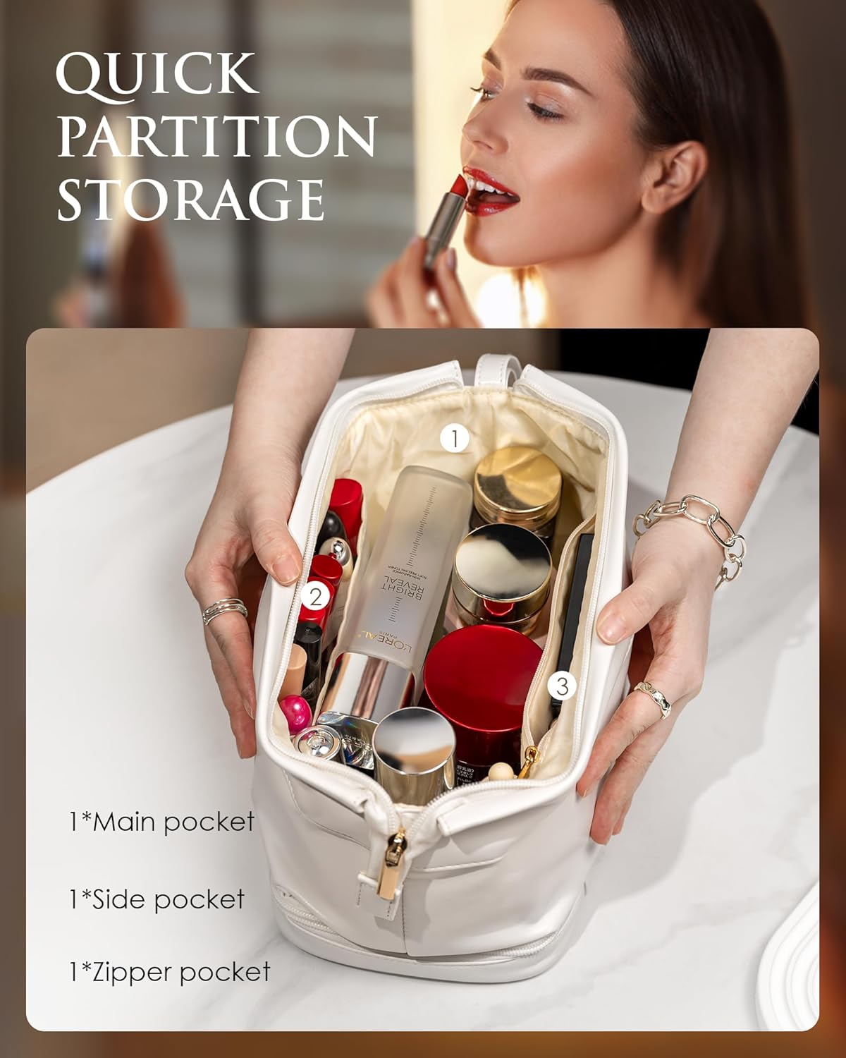 Make Up Bag-Initial Makeup Bags for Teens Girls, Dance Gifts Double Layer Cosmetic Bag with Makeup Brush Organizer, Teen Girl Gifts Trendy Stuff, Gifts for Friends Female Mom