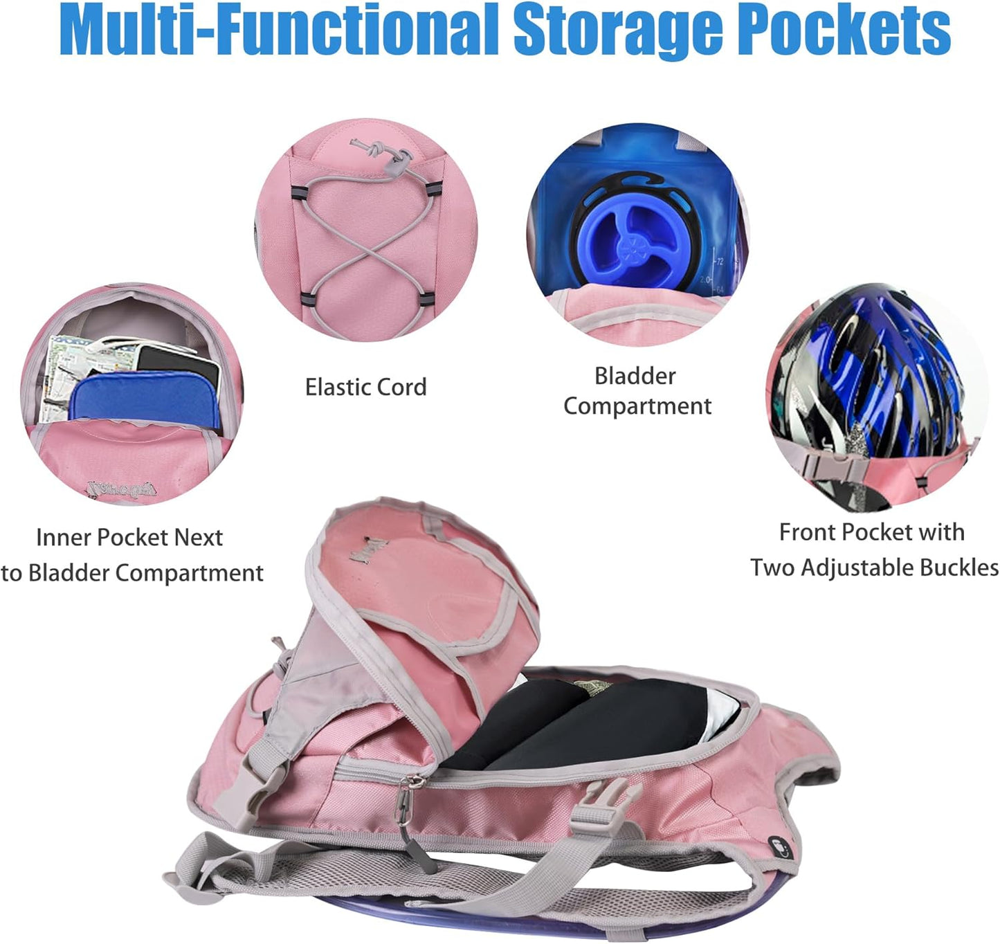 Zavothy Hydration Backpack with 2L Hydration Bladder Water Backpack for Hiking Hydration Pack for Running Cycling Hiking