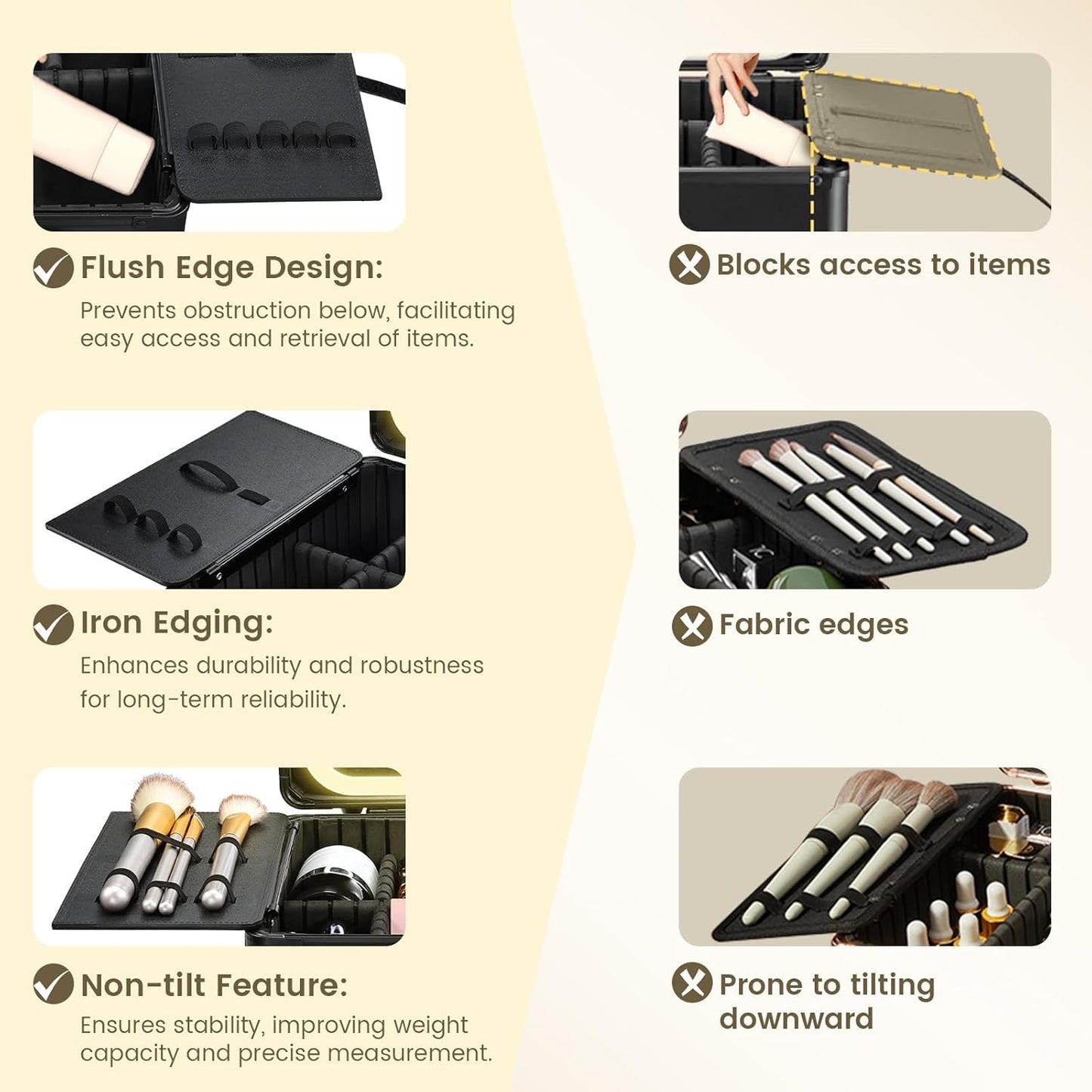 Makeup Case with Magnetic Lighted Mirror Makeup Organizer Box Travel Cosmetic Case with 3 Colors LED Mirror Portable Vanity Make up Suitcase with Lockable Keys Dividers Brush Holder, Black