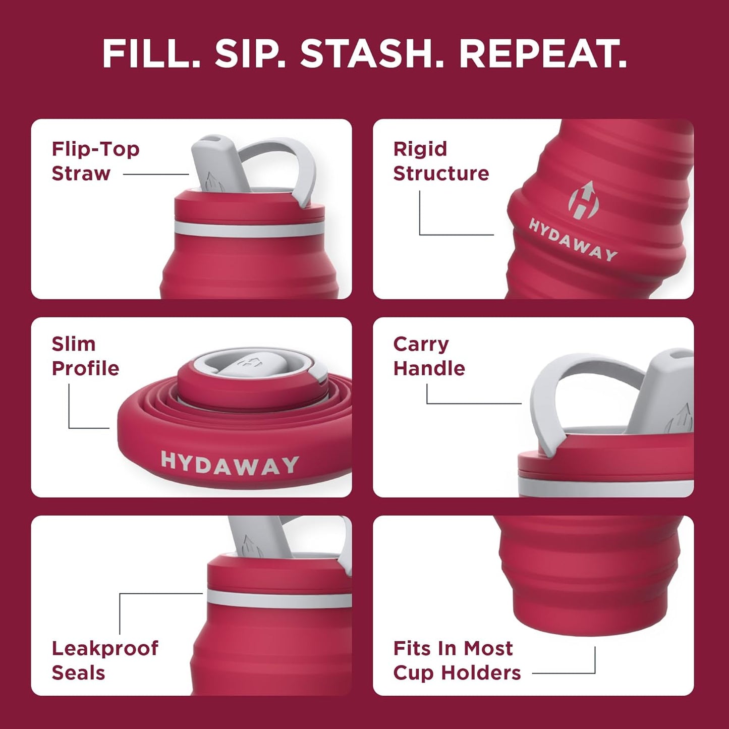 HYDAWAY 25oz Collapsible Water Bottle - BPA-Free, Leakproof, Lightweight, and Space-Saving - Perfect for Hiking, Travel, and All-Day Hydration